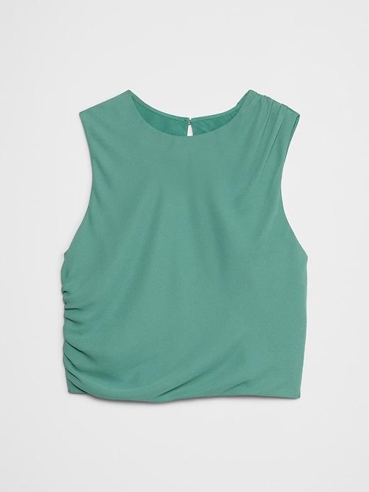 High-Neck Shirred Cropped Top Product Image