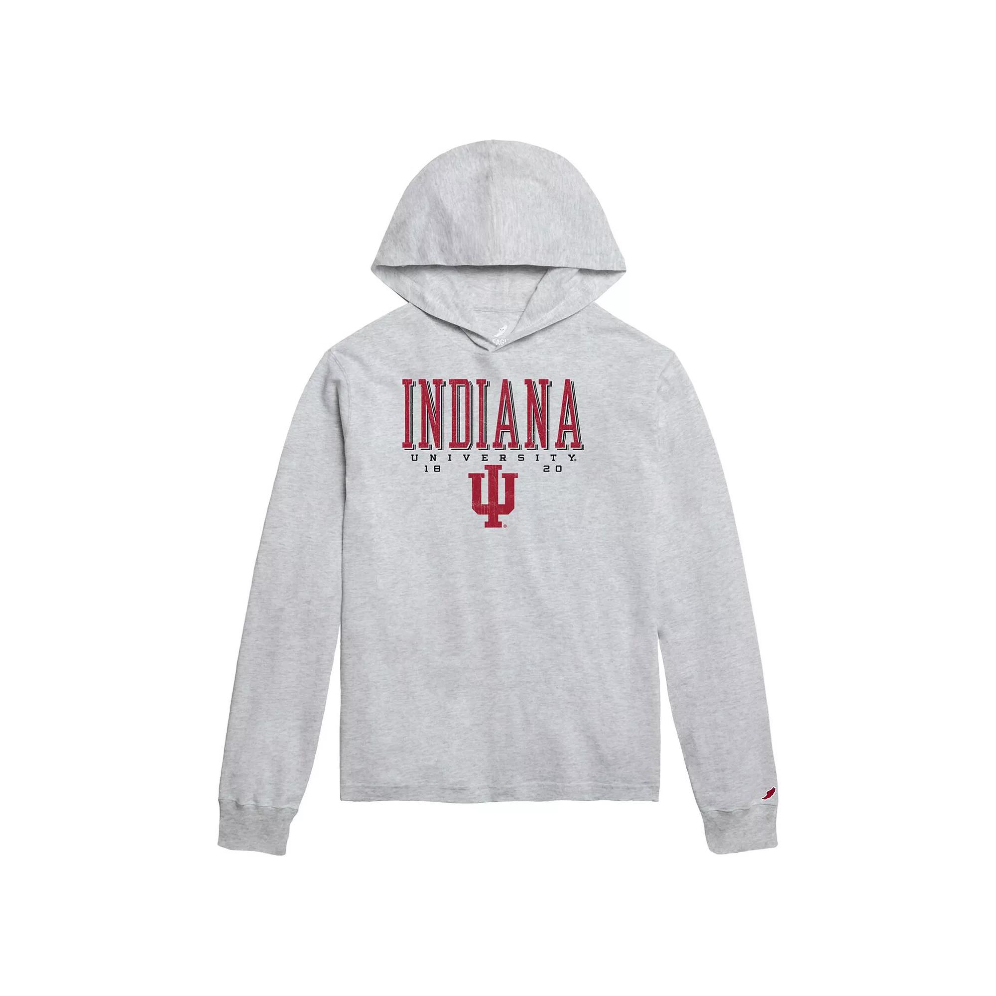 Men's League Collegiate Wear Ash Indiana Hoosiers Team Stack Tumble Long Sleeve Hooded T-Shirt,  Product Image
