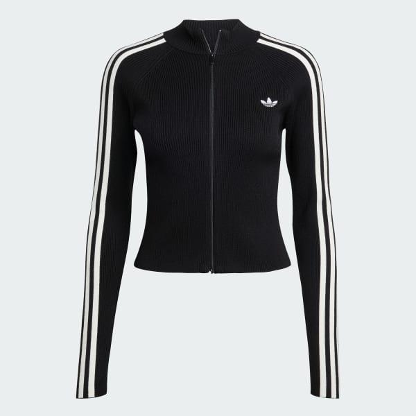 adidas Adicolor 3-Stripes Slim Knit Track Top Black S Womens Product Image