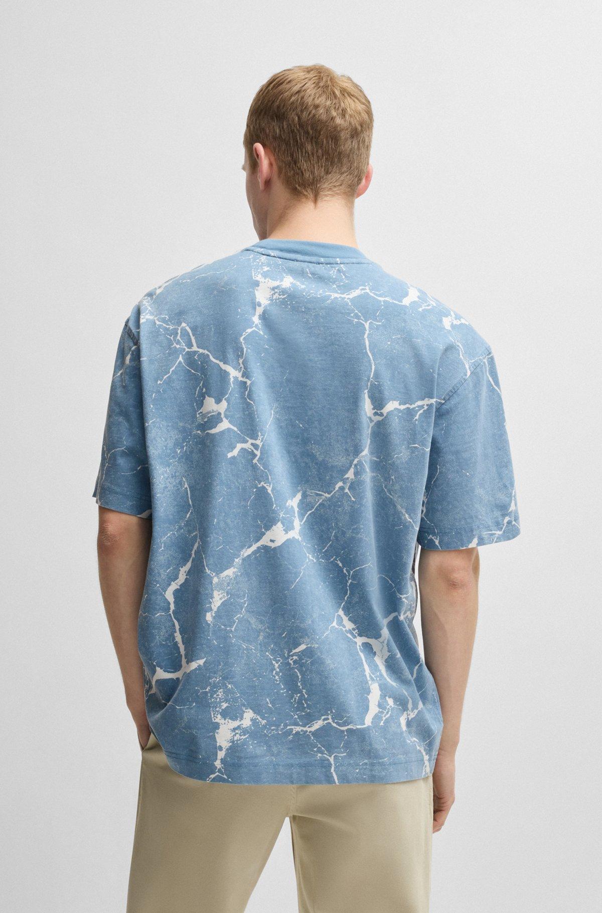 BOSS - Cotton-jersey T-shirt with all-over print - Light Beige Product Image