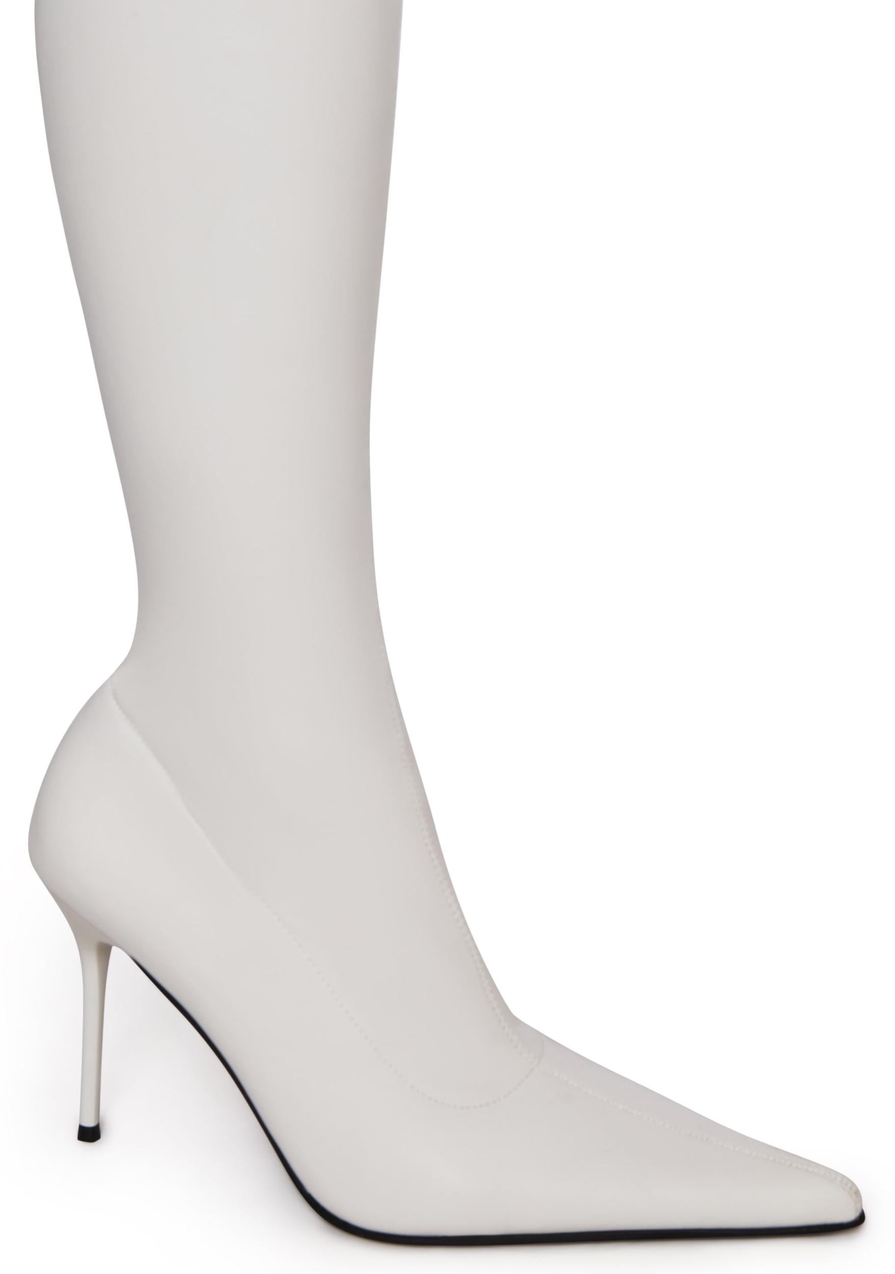 Thigh High Stretch Boots - White Product Image