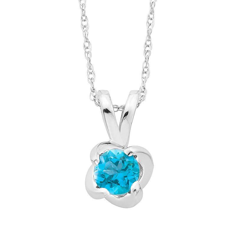 Boston Bay Diamonds Sterling Silver Birthstone Swirl Pendant Necklace, Womens Blue Topaz Product Image