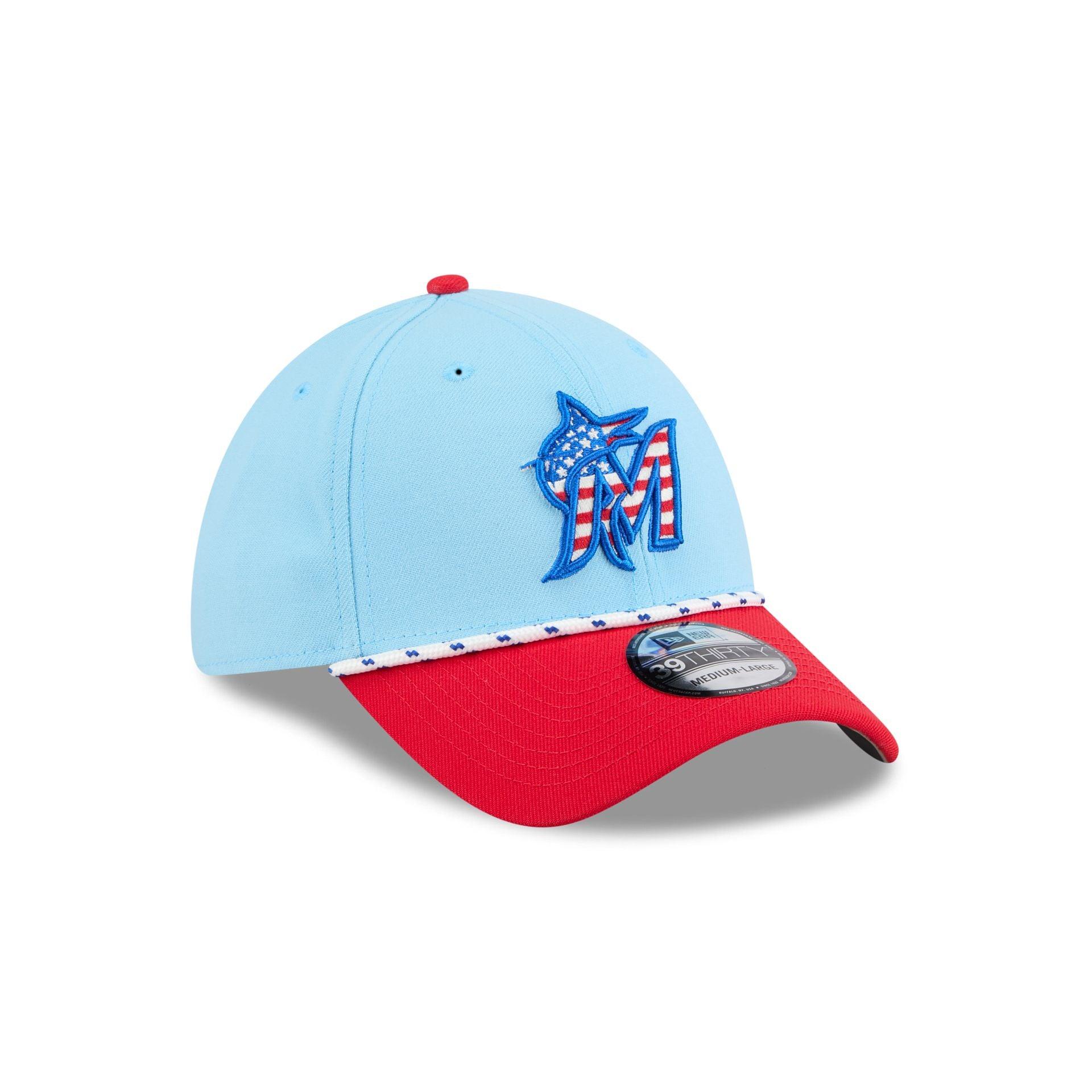 Miami Marlins Independence Day 2025 39THIRTY Stretch Fit Hat Male Product Image