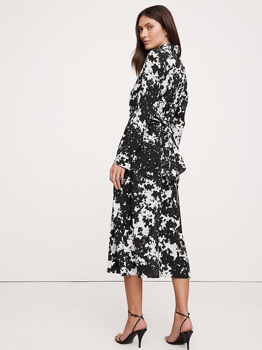 Matte Silk Twist-Front Shirt Dress Product Image