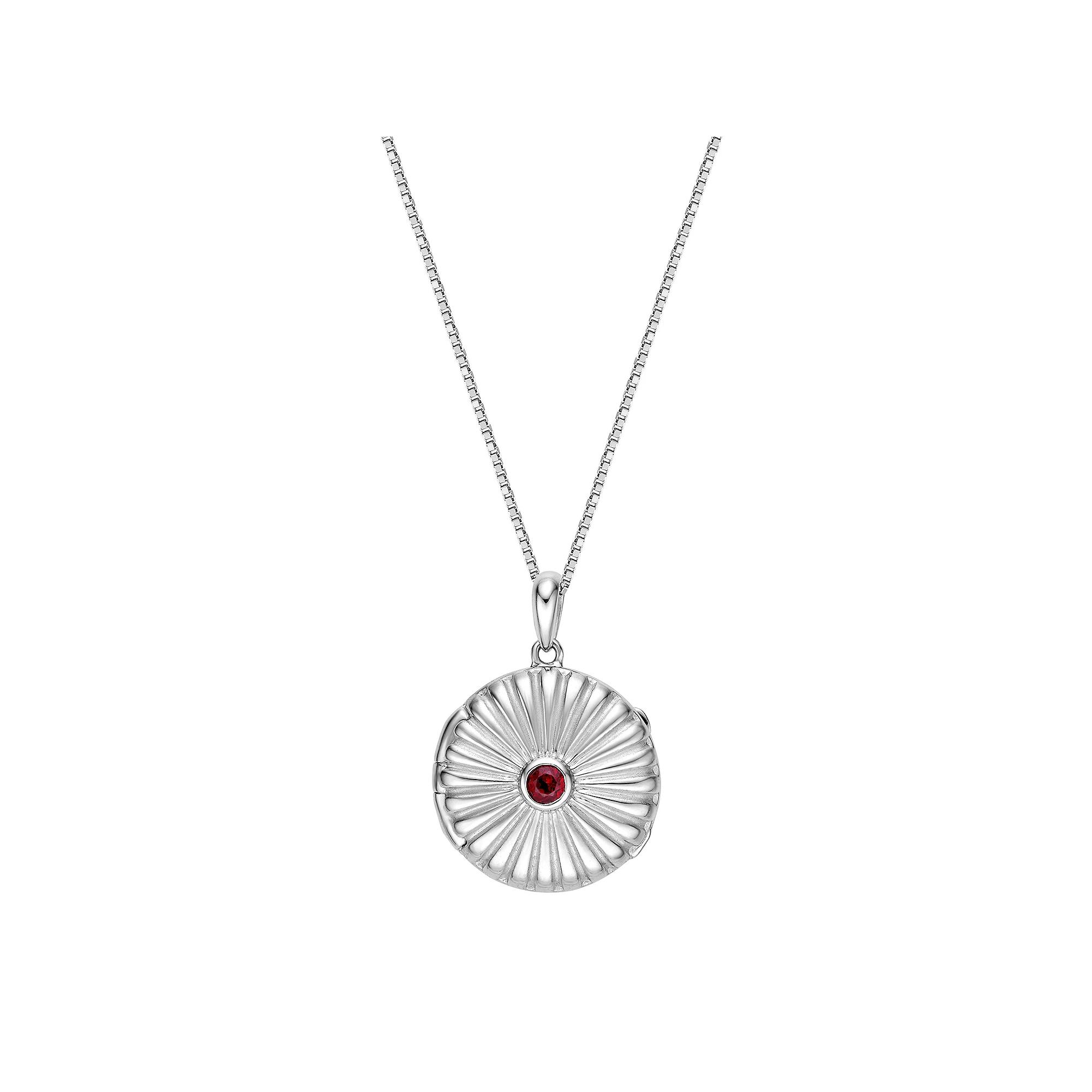 Gemminded Sterling Silver Garnet Round Locket Pendant Necklace, Women's, Size: 18" Product Image