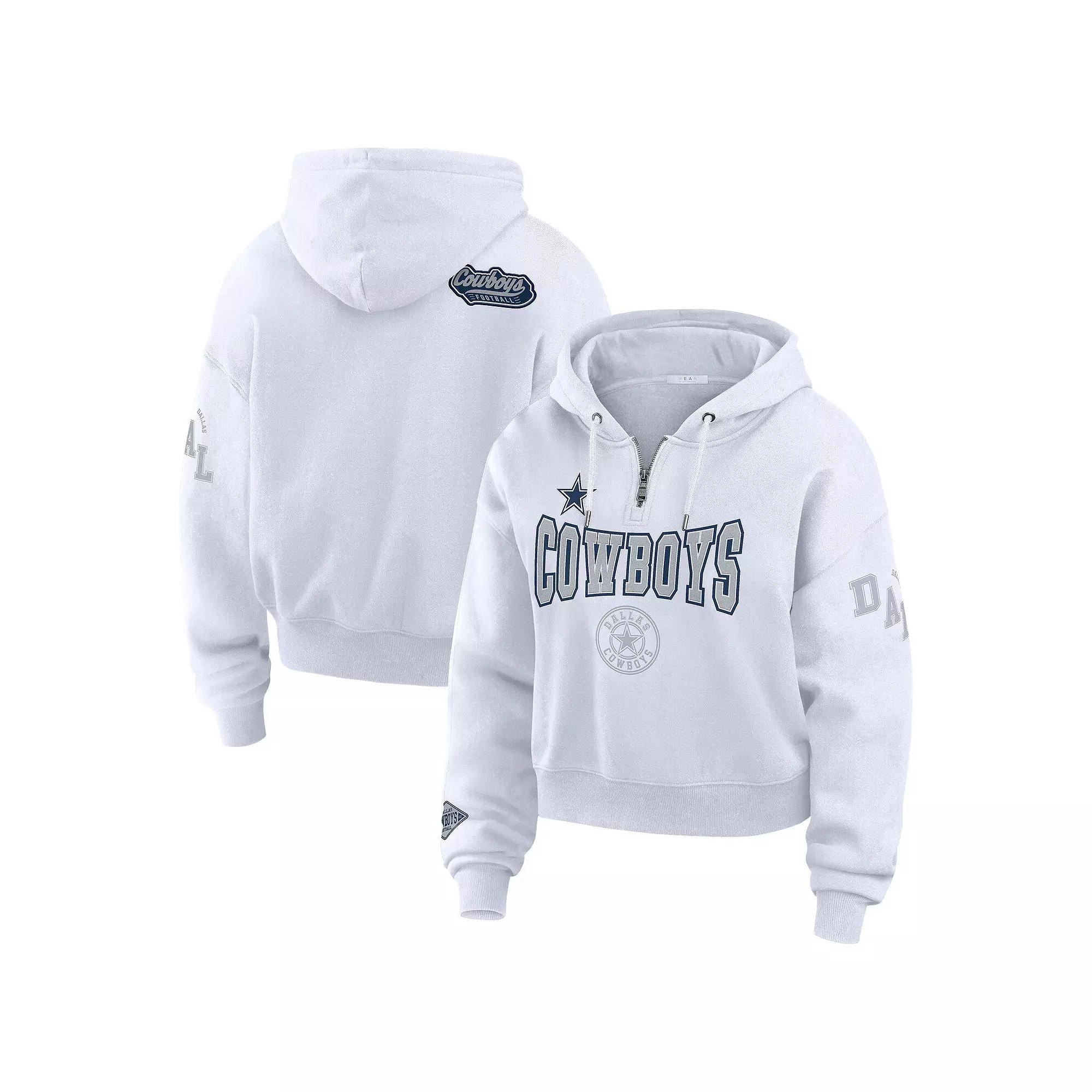 Women's WEAR by Erin Andrews White Dallas Cowboys Plus Size Patch Quarter-Zip Hoodie, Size: 4XL Product Image