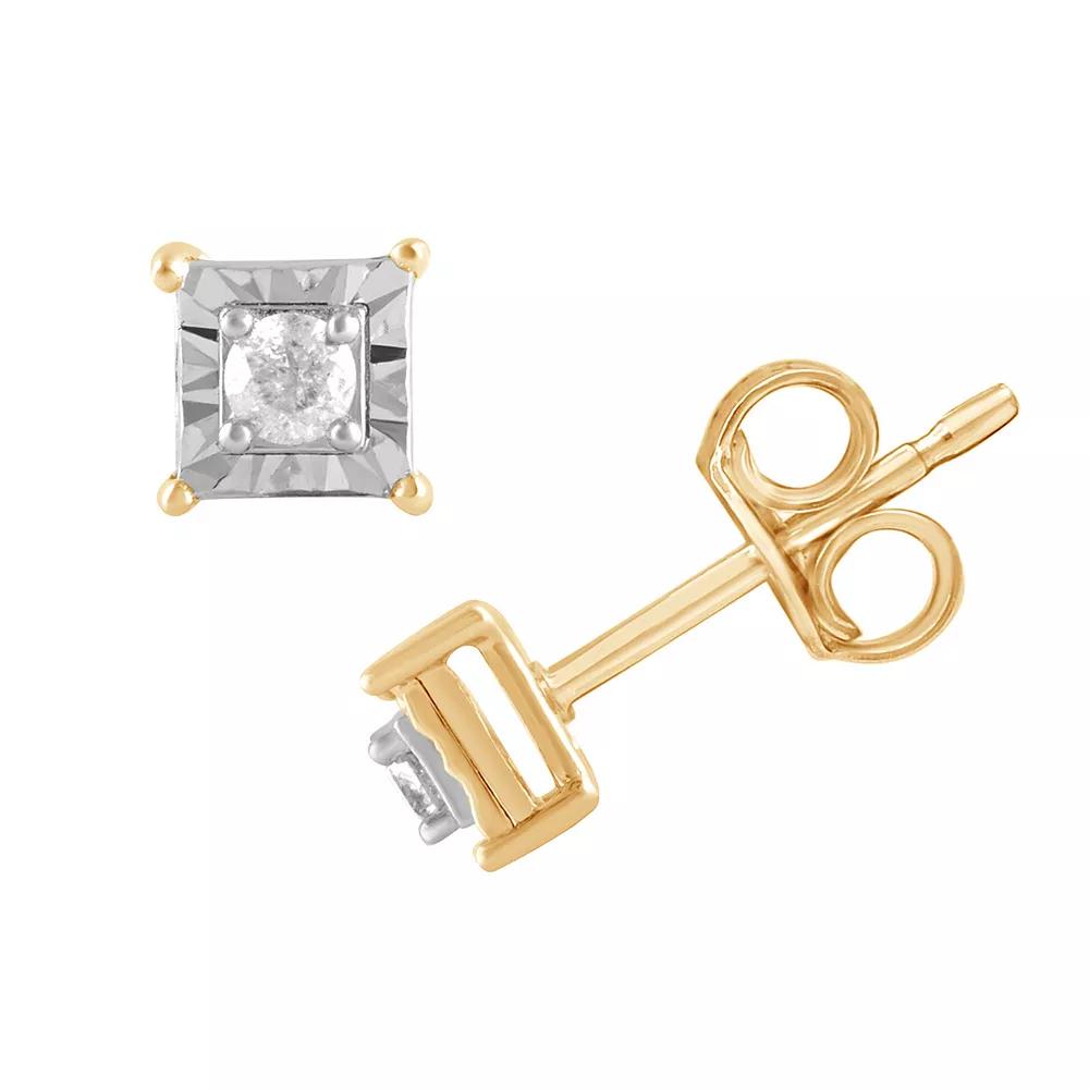 Diamond Brilliance 1/10 Carat T.W. Lab-Grown Diamond Square Miracle Stud Earrings, Women's, Gold Tone Product Image