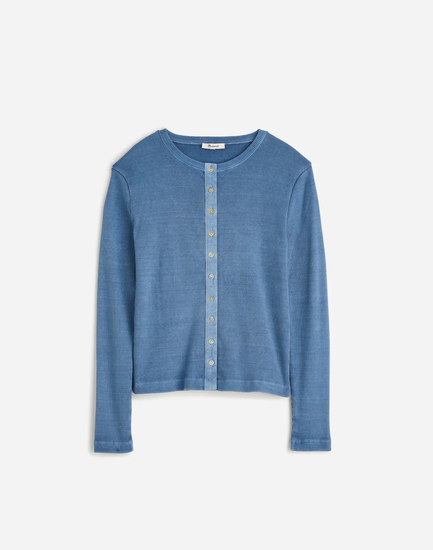 Garment-Dyed Ribbed Cardigan Tee Product Image