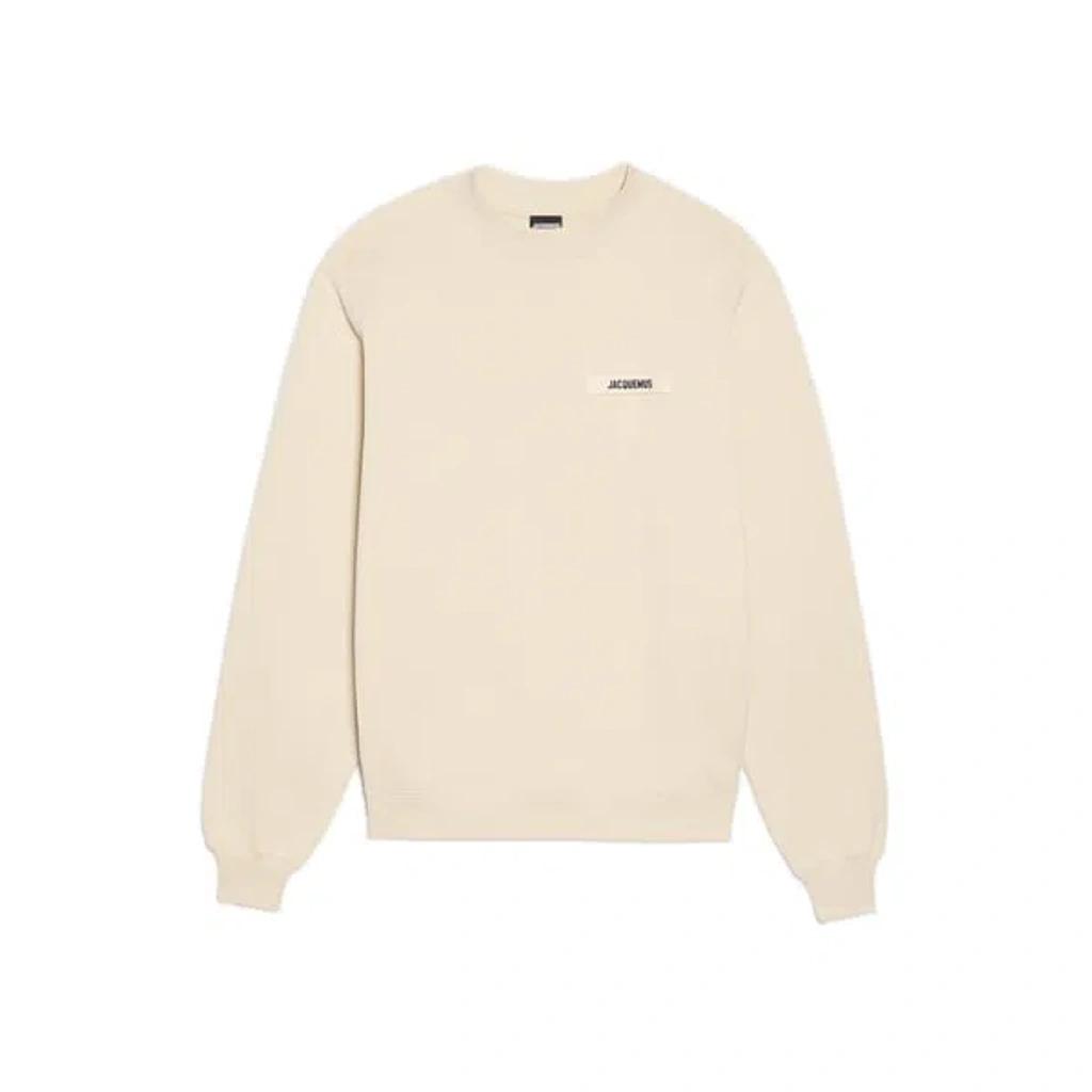 JACQUEMUS Organic Cotton Fleece Sweatshirt With Gros-grain Logo In Neutral Product Image