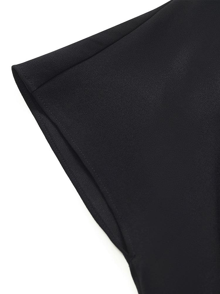 Triacetate V-Neck Ruched Women Midi Dress Product Image