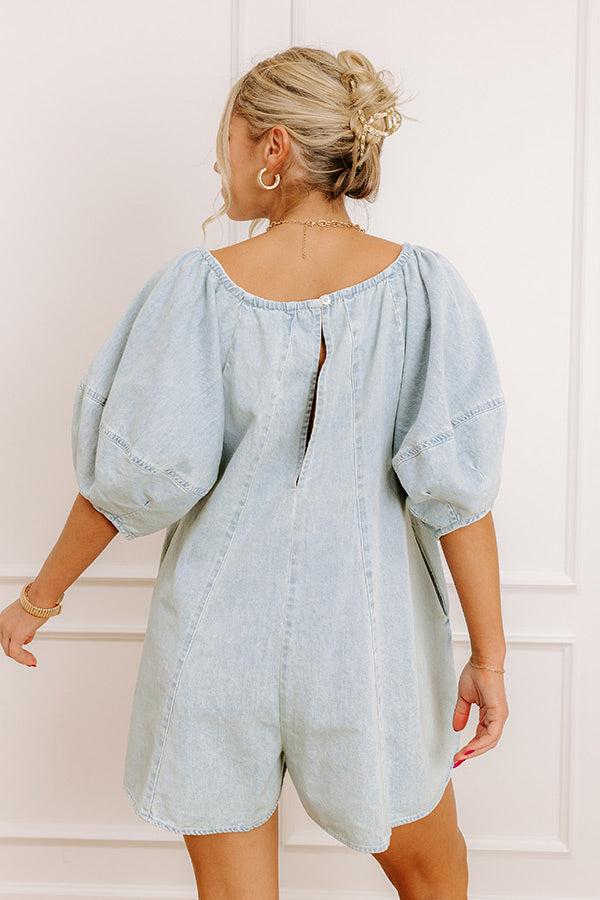 Sweetest Smile Denim Romper in Light Wash Product Image
