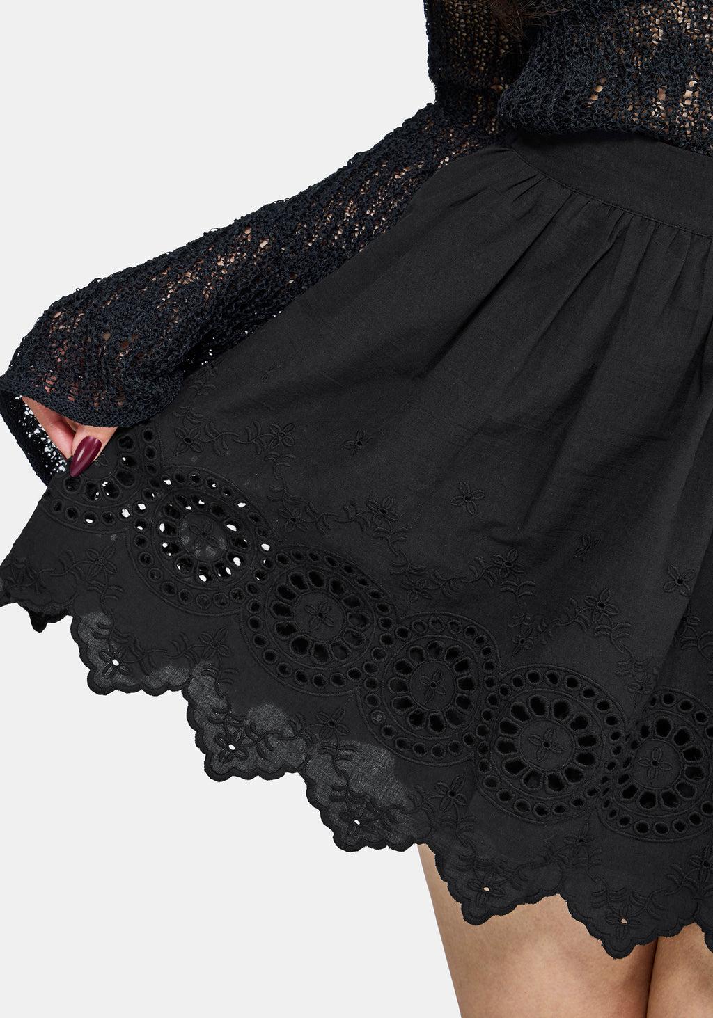 Moirae Contrast Broderie Hem Mini Skirt Product Image