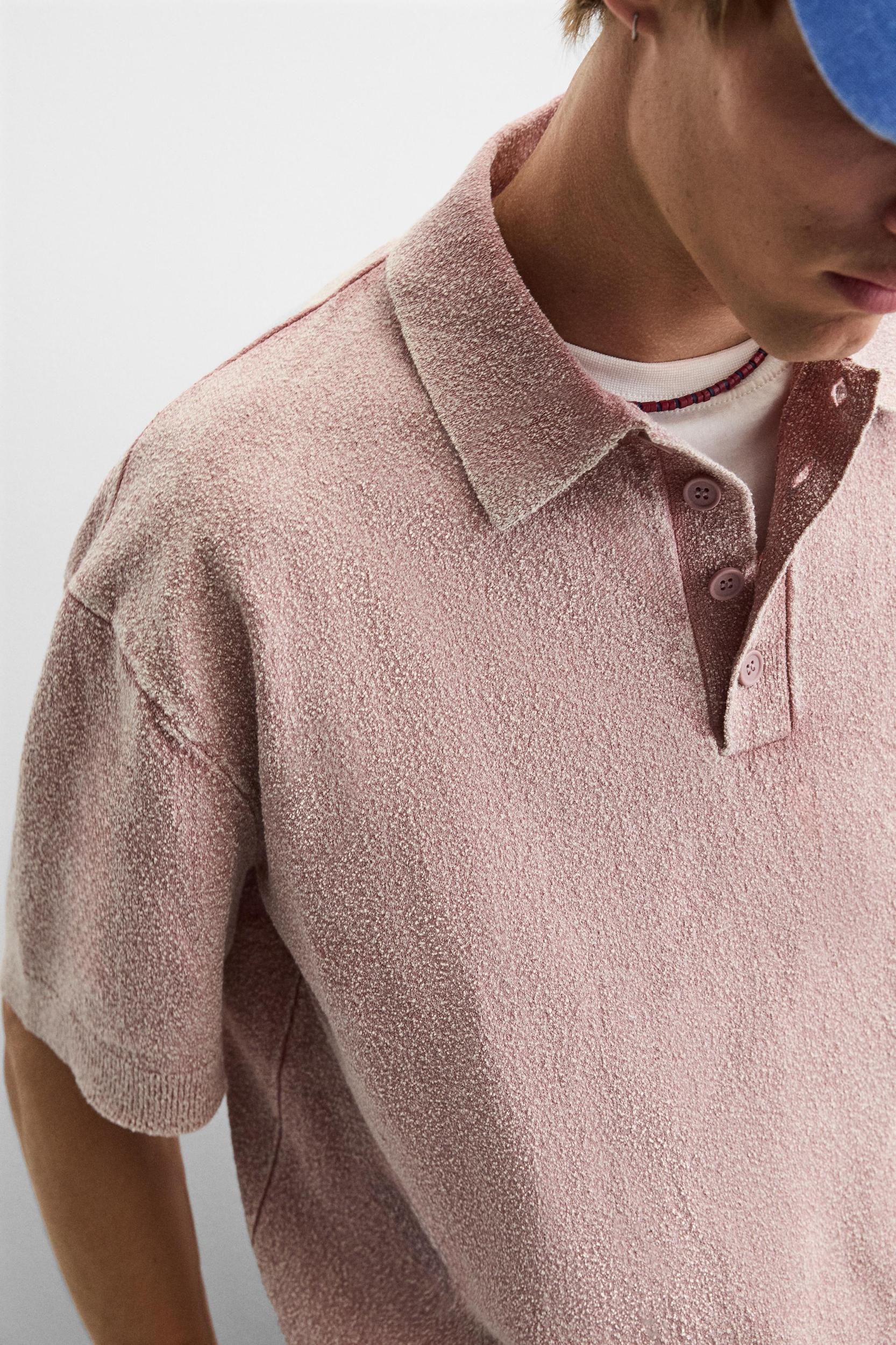 WASHED BOUCLÉ KNIT POLO SHIRT Product Image