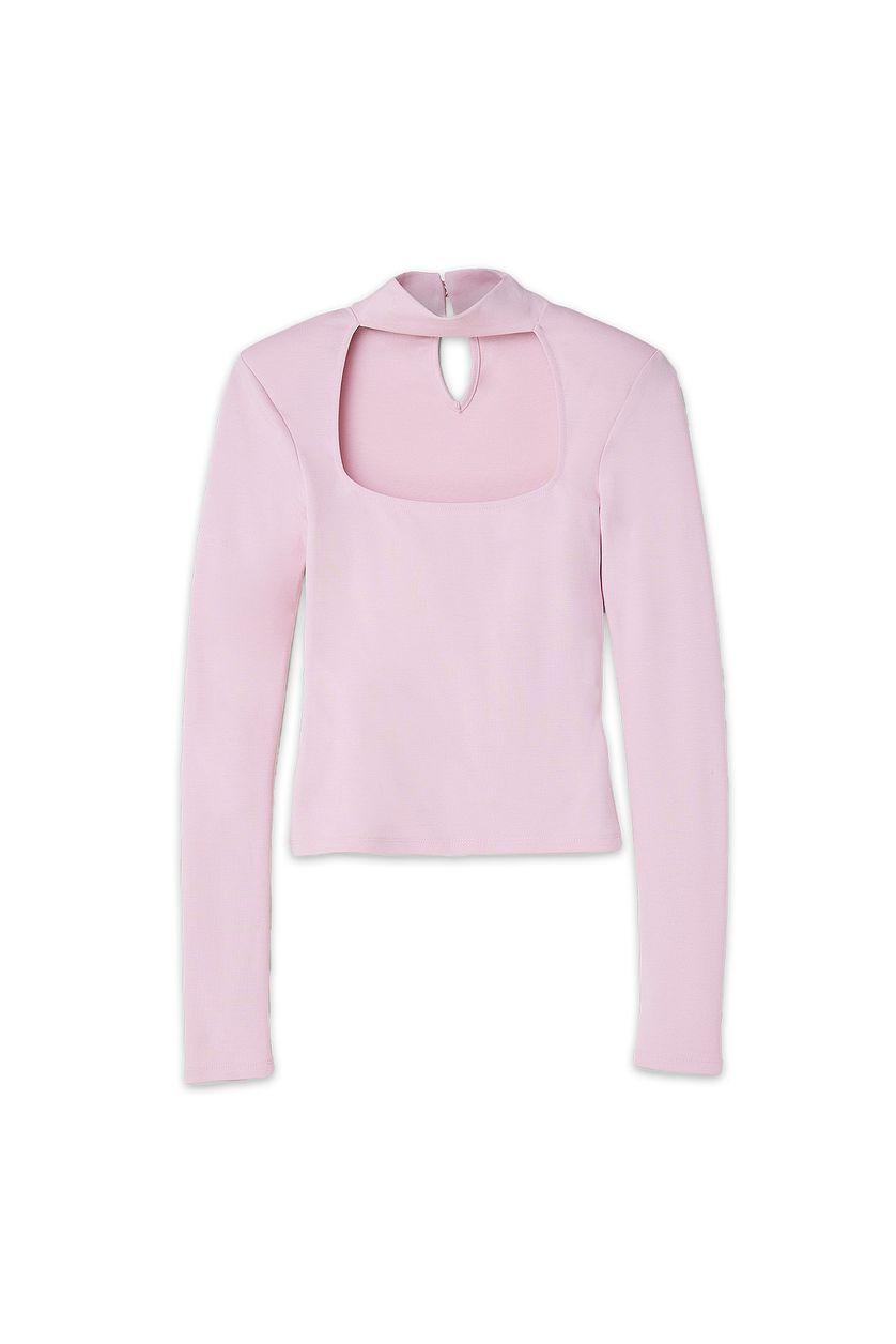 Square Neck Choker Detail Top Product Image