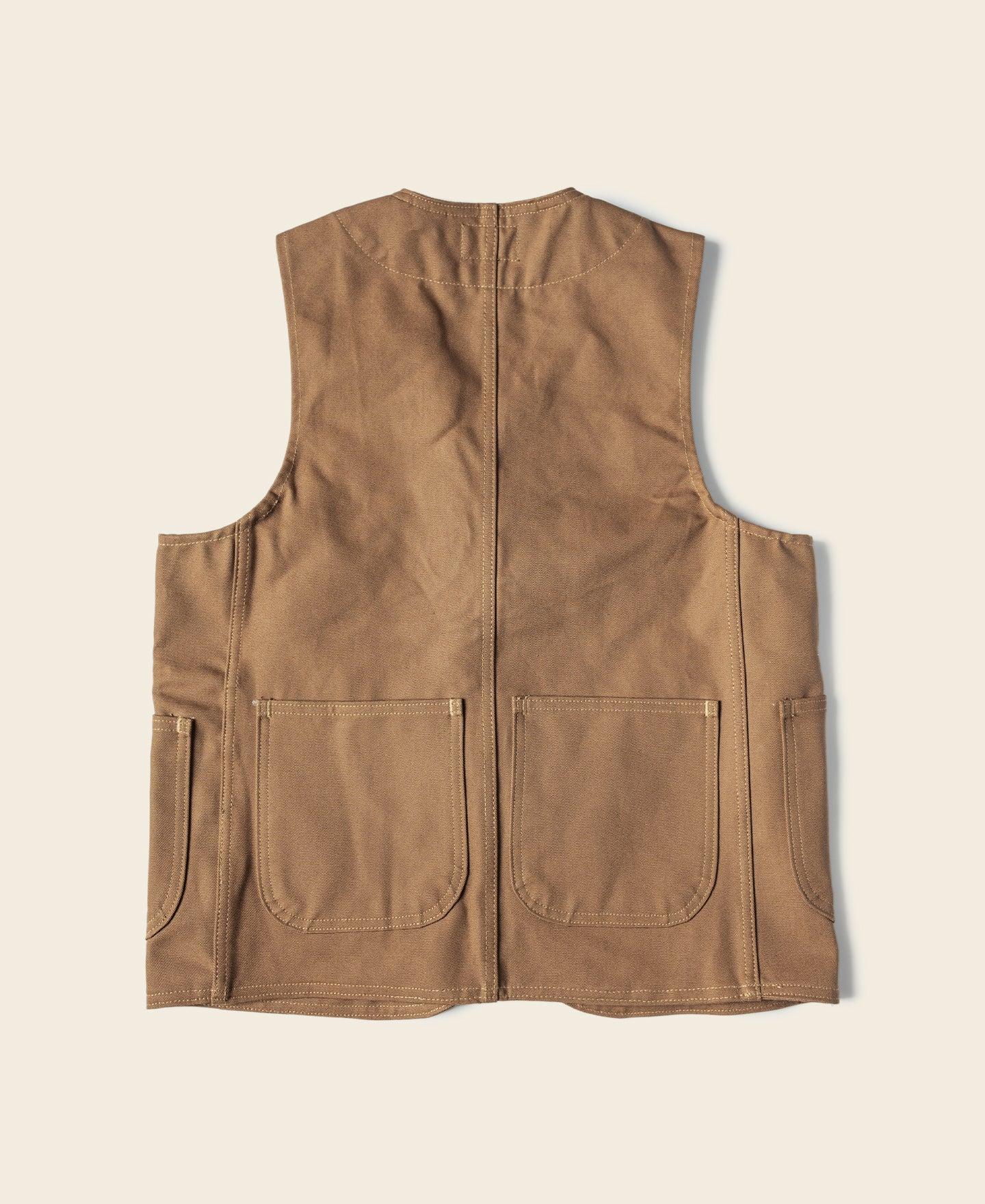 1930s Heavyweight Canvas Game Pocket Hunting Vest - Khaki Product Image