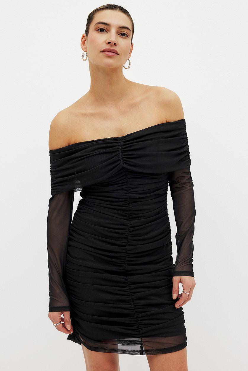 Rouched Long Sleeve Mini Dress Product Image