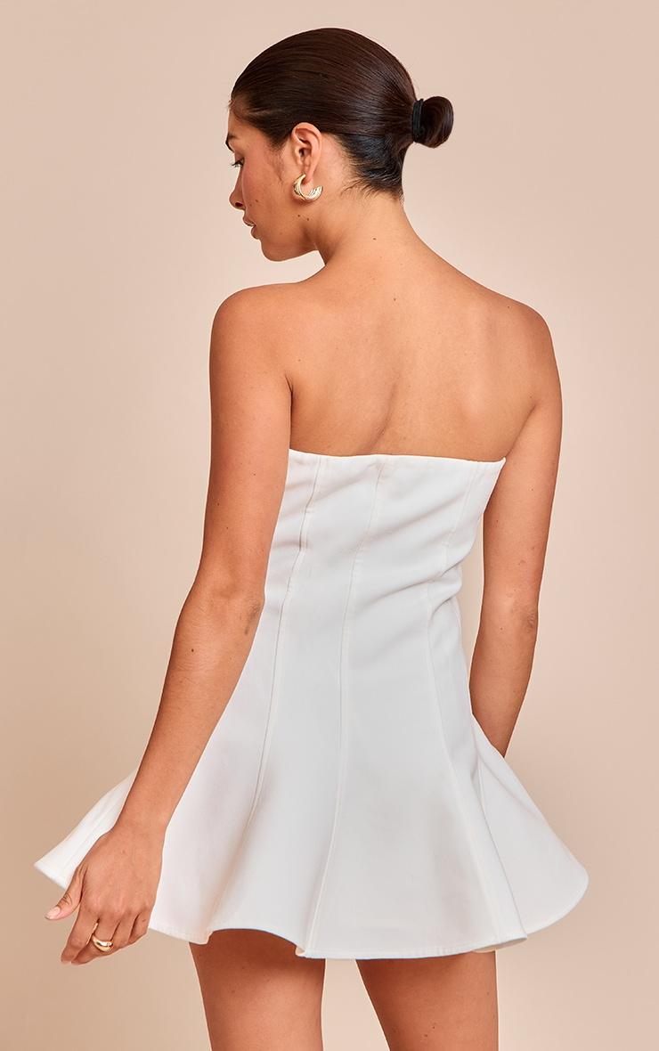 Petite White Woven Bandeau Shift Mini Dress Product Image