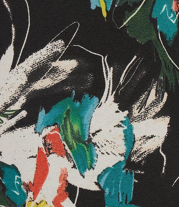 Investments Petite Size Knit Floral Garden Gestures Elbow Length Sleeve Crew Neck Top Product Image