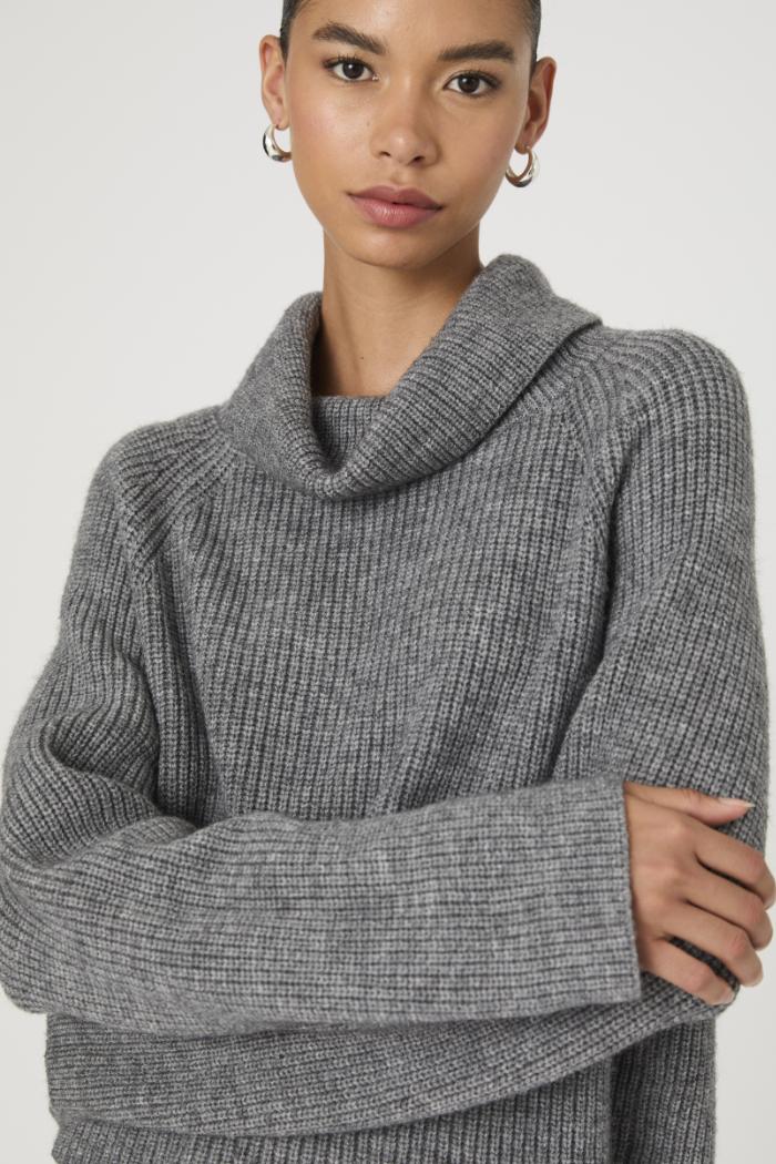 Mersai Long Sleeve Roll Neck Jumper - Stone Grey Mel Product Image