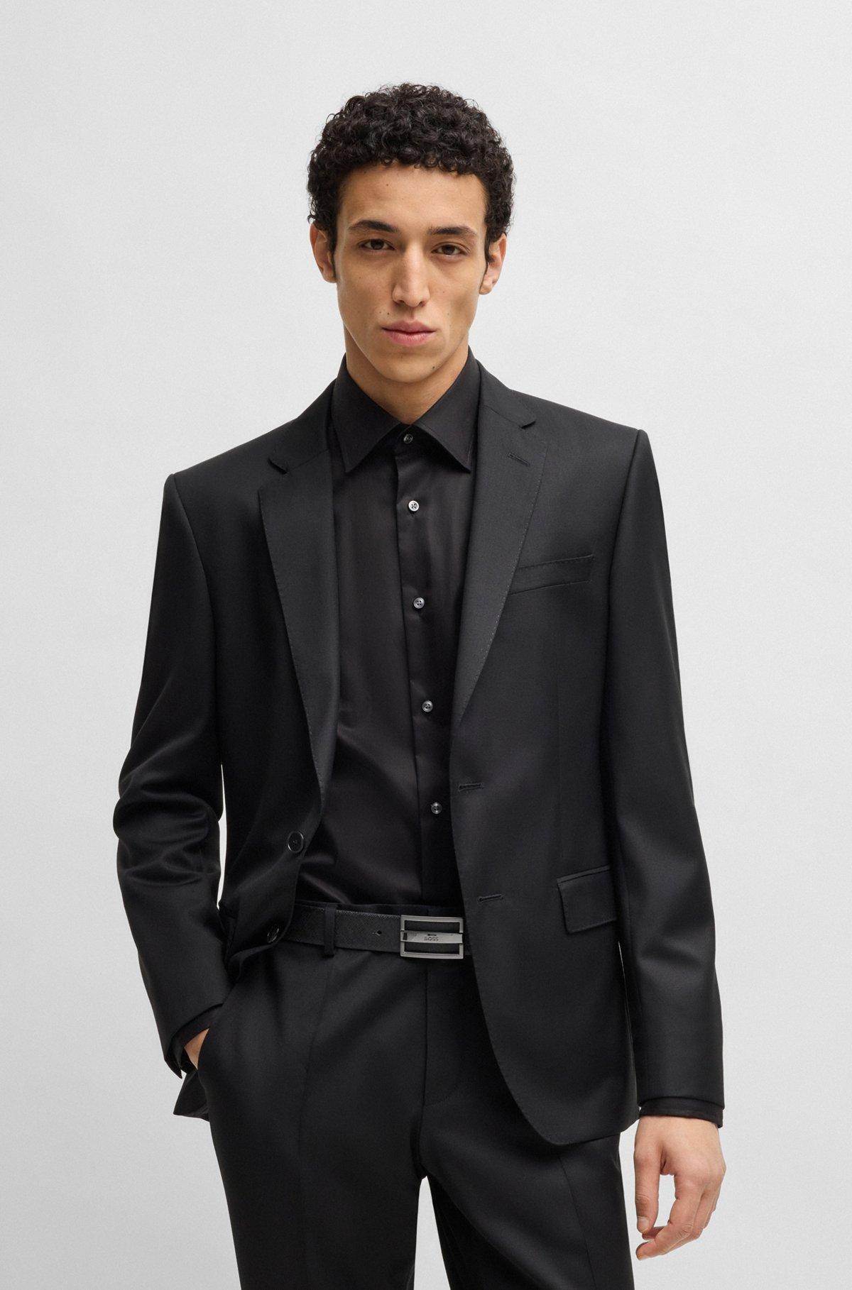 BOSS - Reversible Italian-leather belt with two buckles - Black Product Image