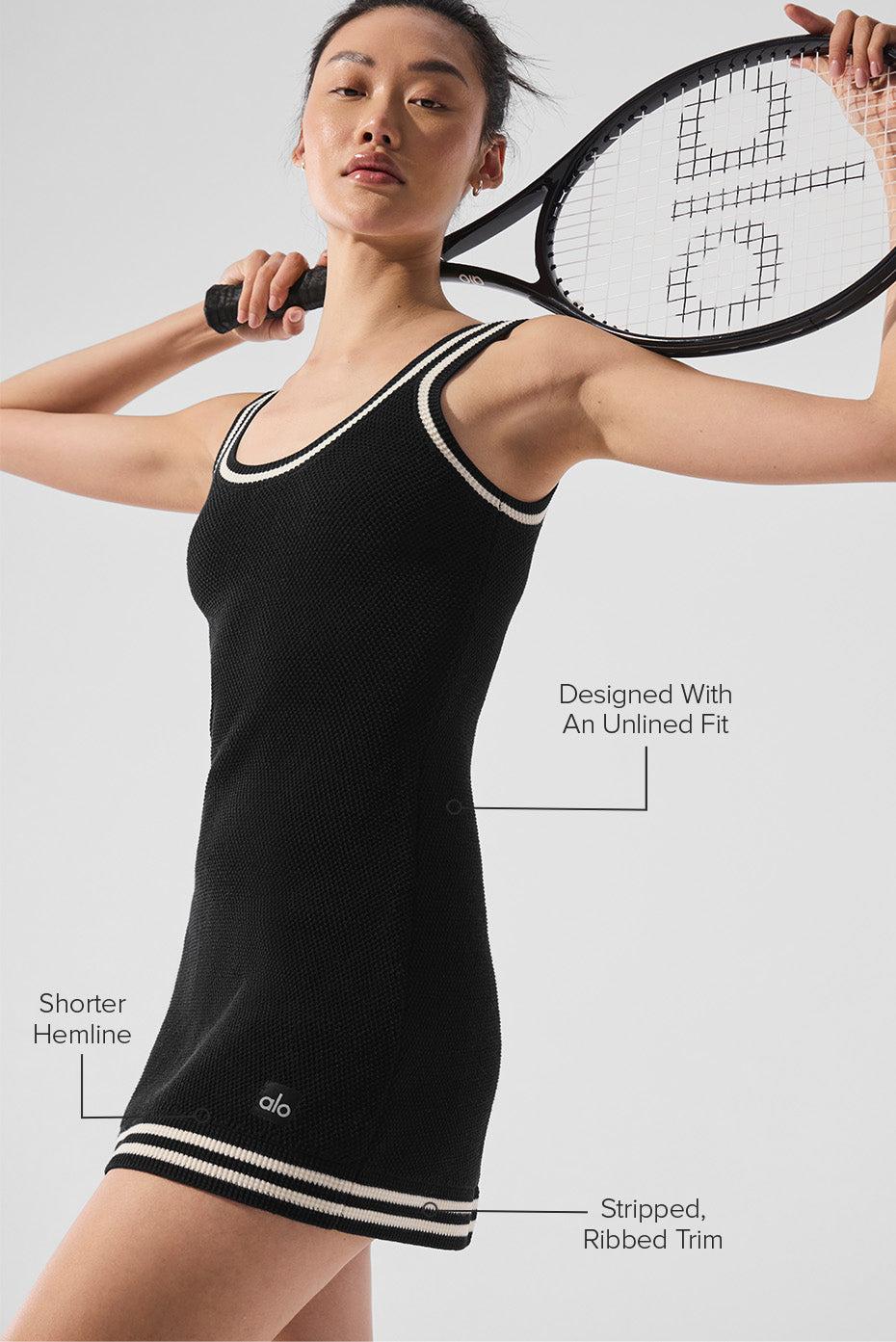 Tennis Club Sweater Knit Dress - Black/Ivory Product Image