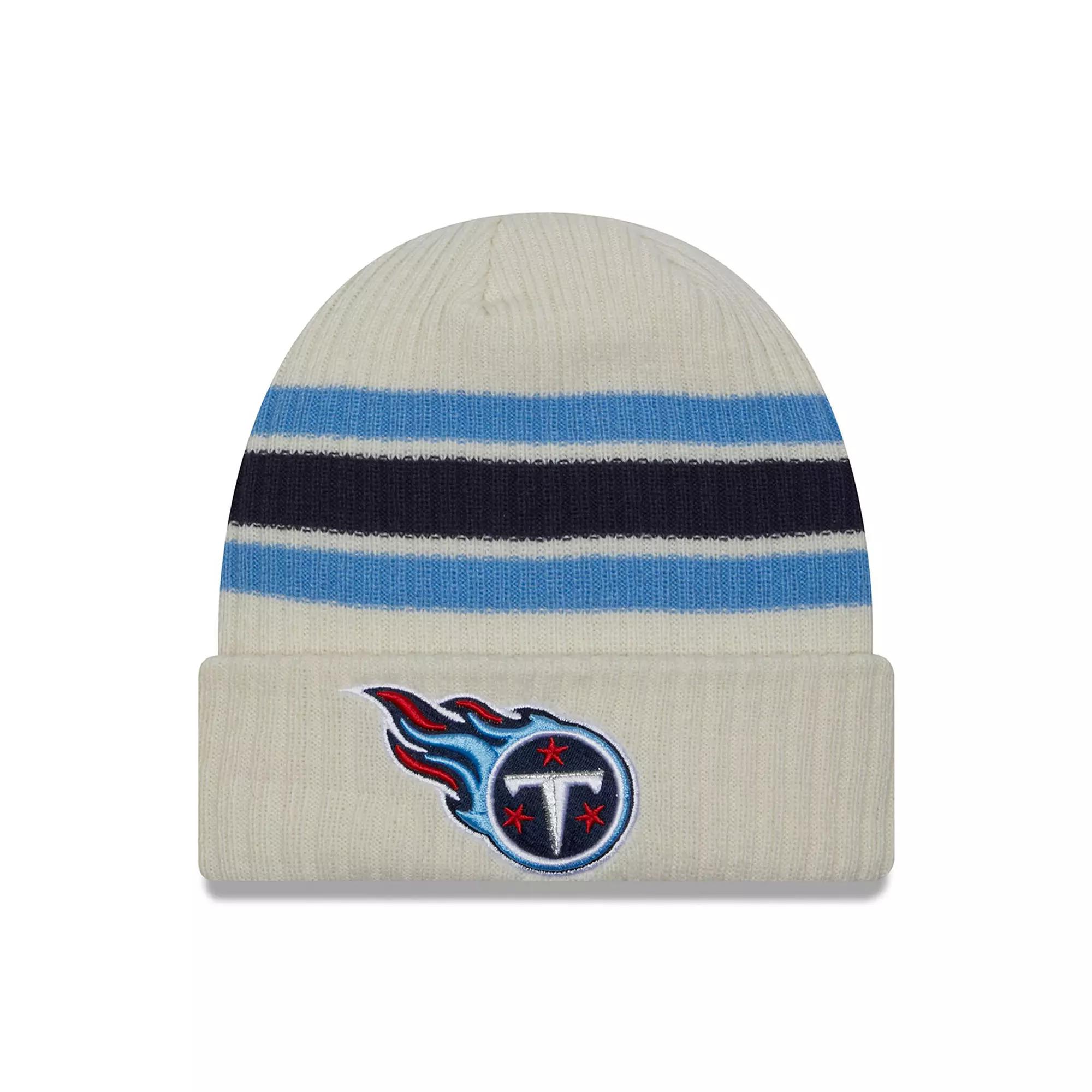 Men's New Era Cream Tennessee Titans Vintage Cuffed Knit Hat, Beige Product Image