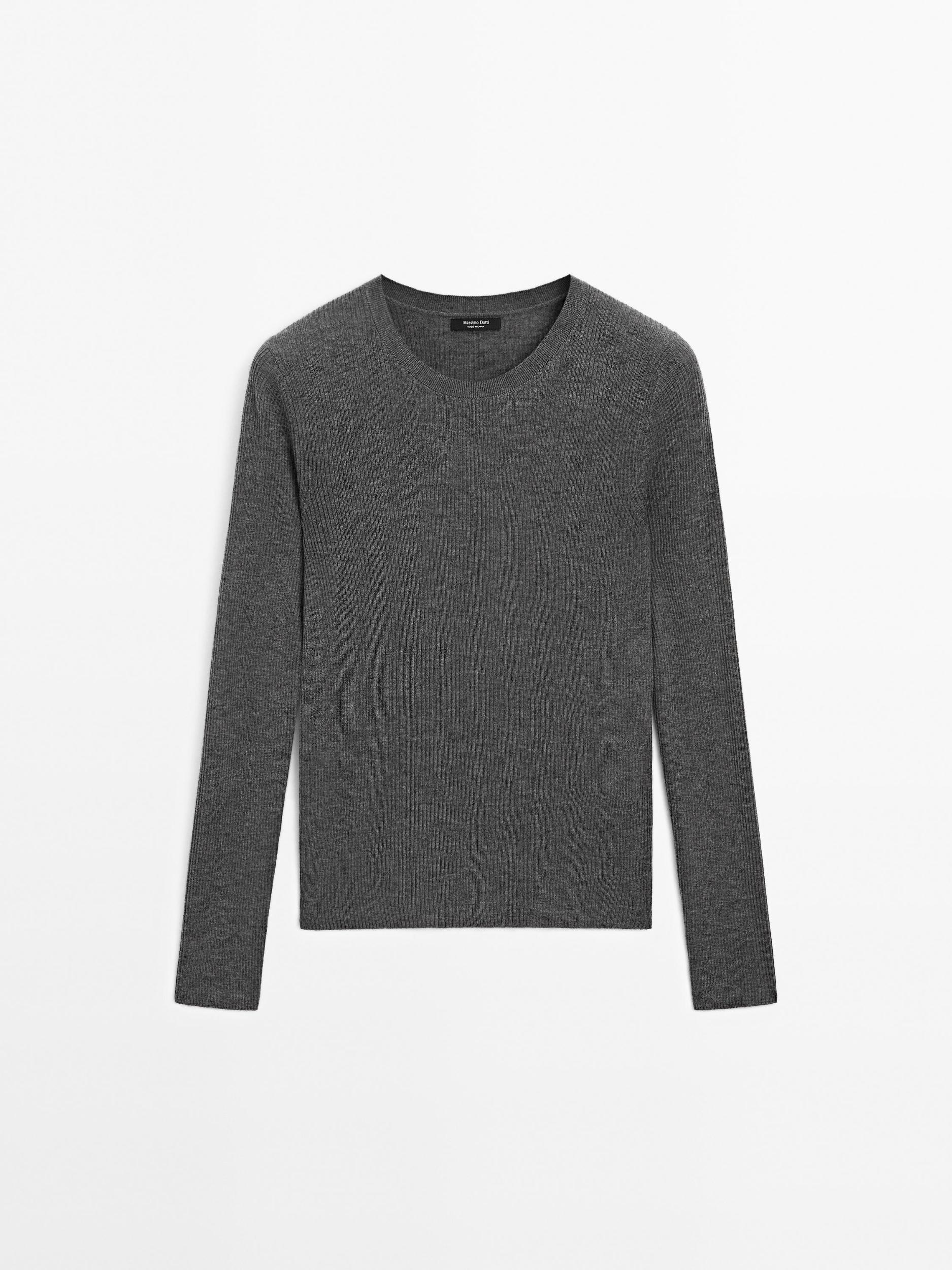 Ribbed knit wool blend sweater Product Image