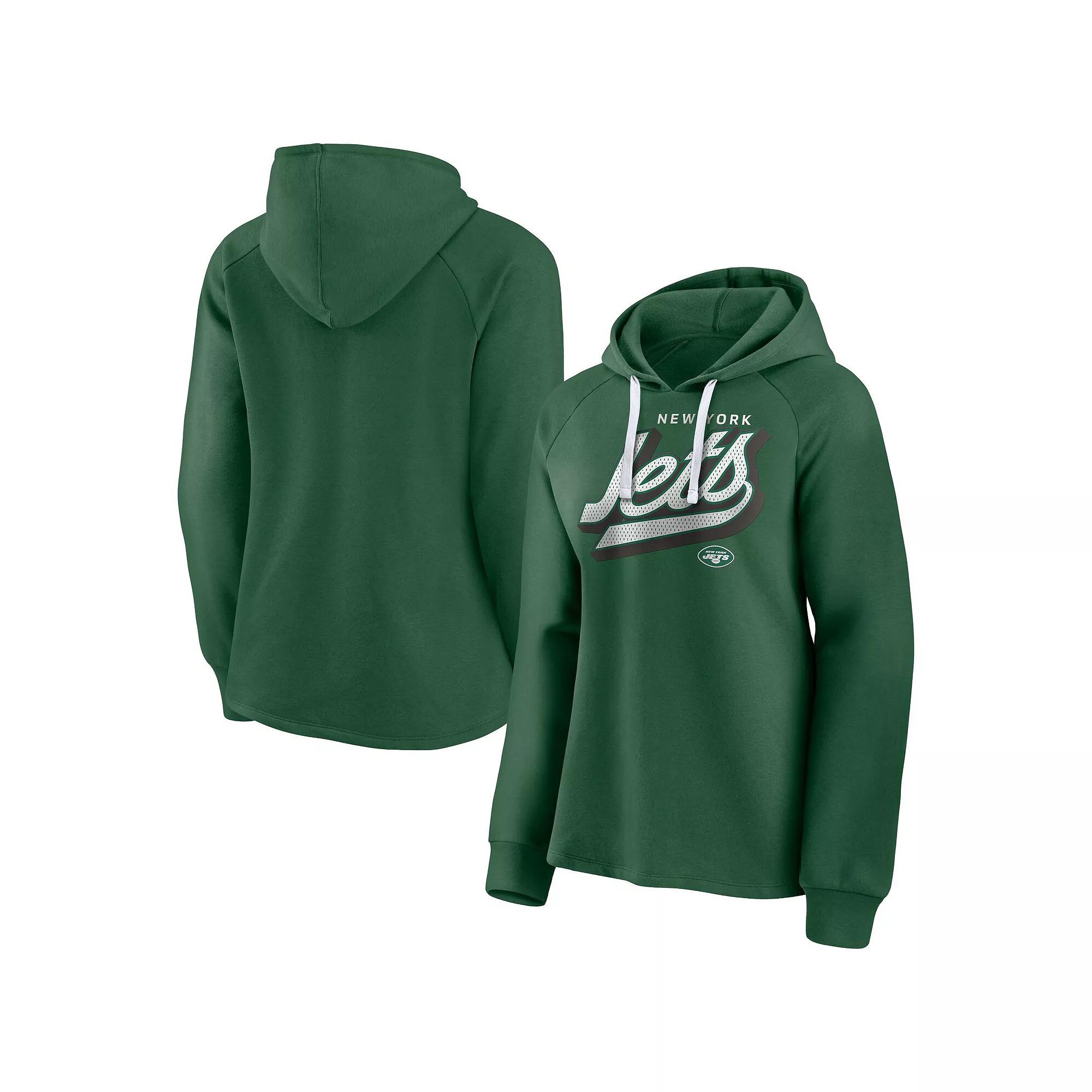 Women's Fanatics Branded Green New York Jets First Contact Raglan Pullover Hoodie, Size: XL Product Image