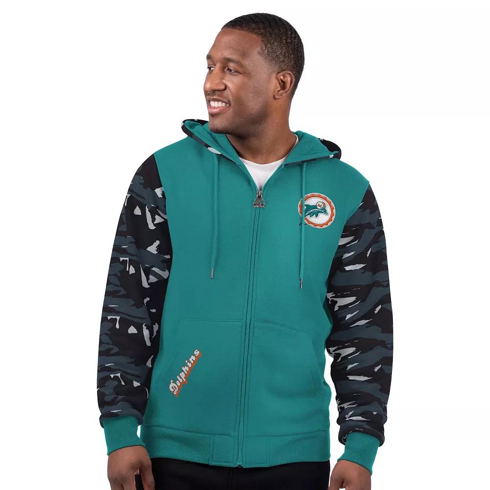 Men's Starter Aqua Miami Dolphins Thursday Night Gridiron Vintage Logo Full-Zip Hoodie,  Product Image