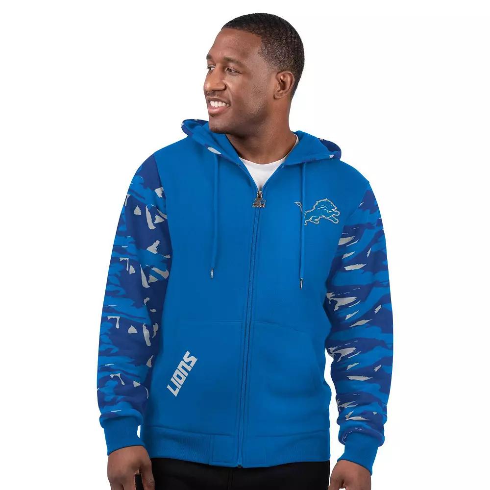 Men's Starter Blue Detroit Lions Thursday Night Gridiron Full-Zip Hoodie, Size: Large Product Image