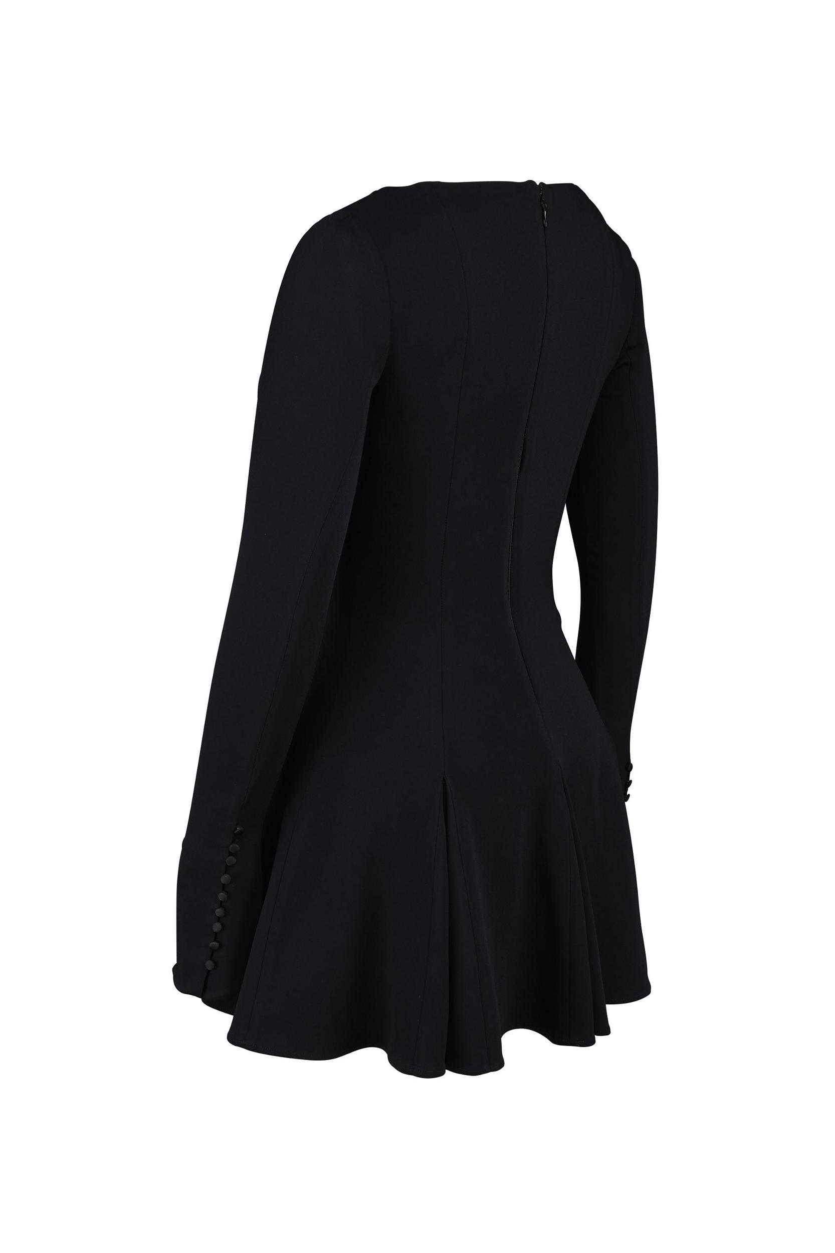 Francesca  black stretch crepe godet mini dress Product Image