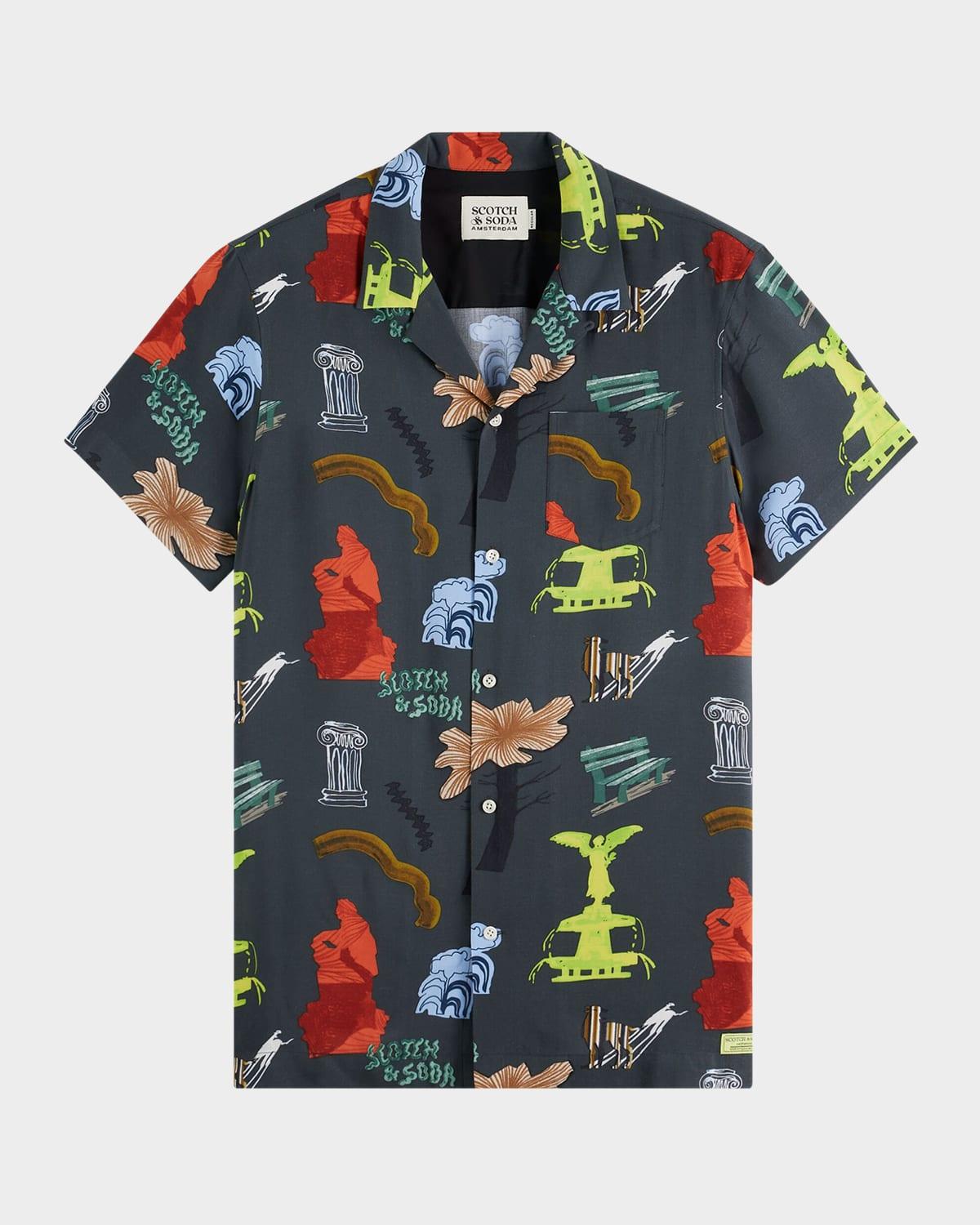 Men's Allover-Print Camp Shirt Product Image