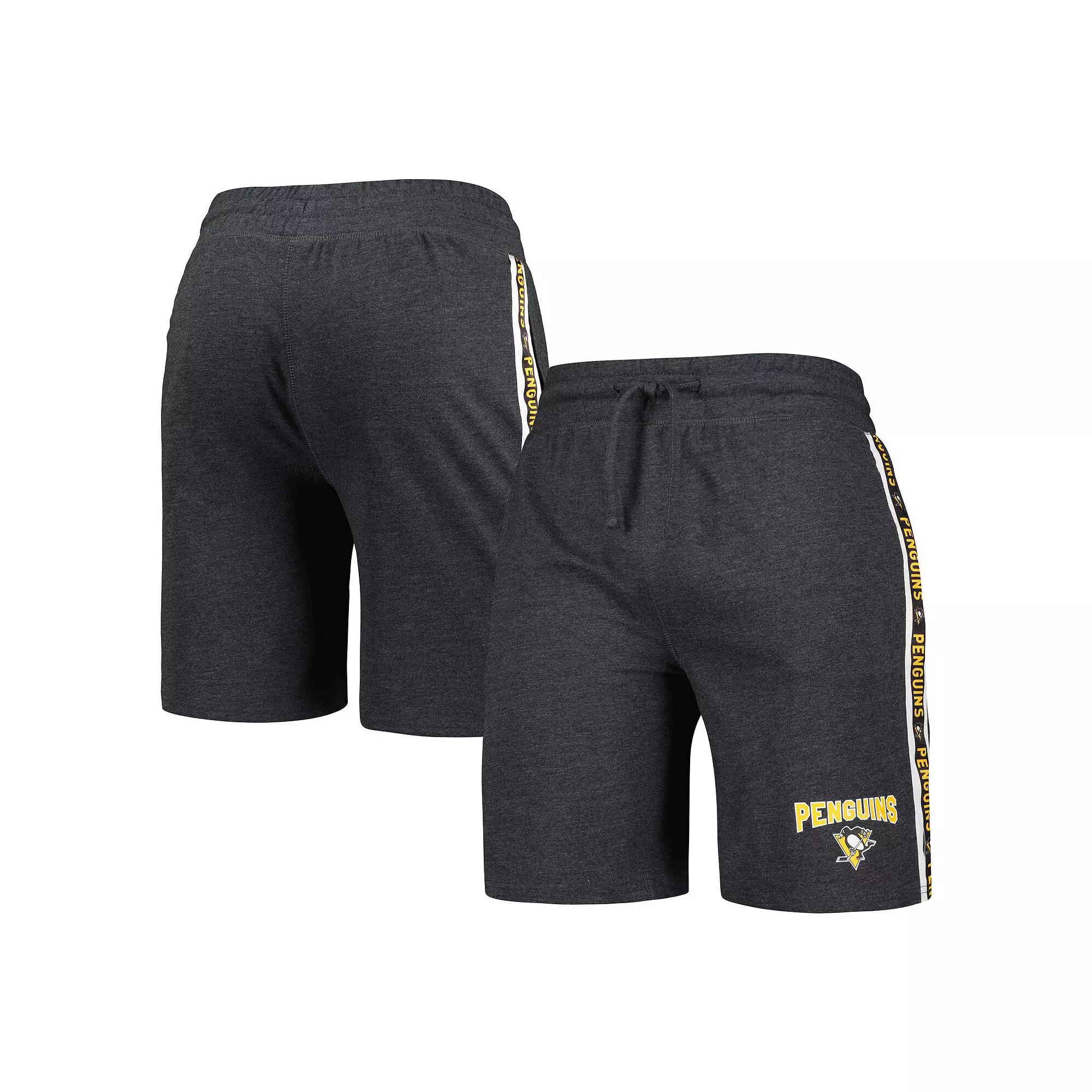 Men's Concepts Sport  Charcoal Pittsburgh Penguins Team Stripe Shorts, Size: Medium Product Image