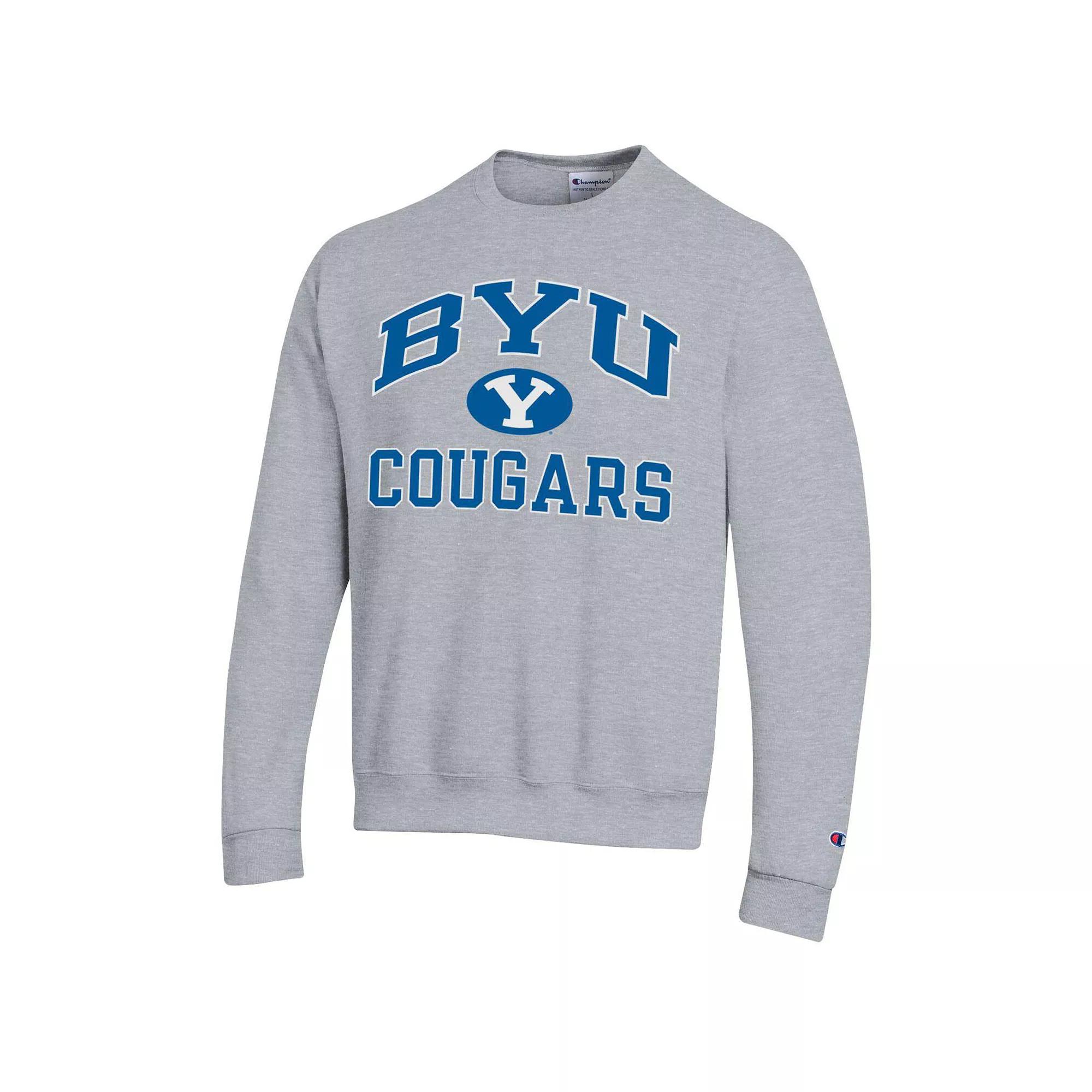 Men's Champion Heather Gray BYU Cougars High Motor Pullover Sweatshirt,  Product Image
