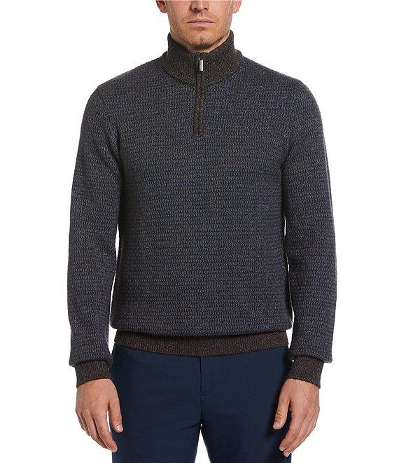 Perry Ellis Tonal Pattern Quarter-Zip Pullover Product Image