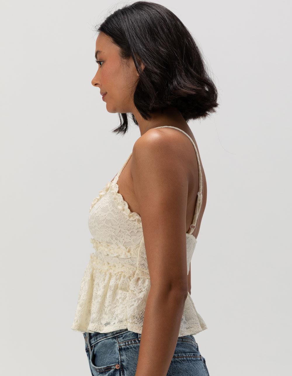 RSQ Womens Lace Ruffle Cami - IVORY Product Image