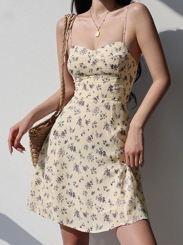 Strappy Tie Floral Mini Dress Product Image