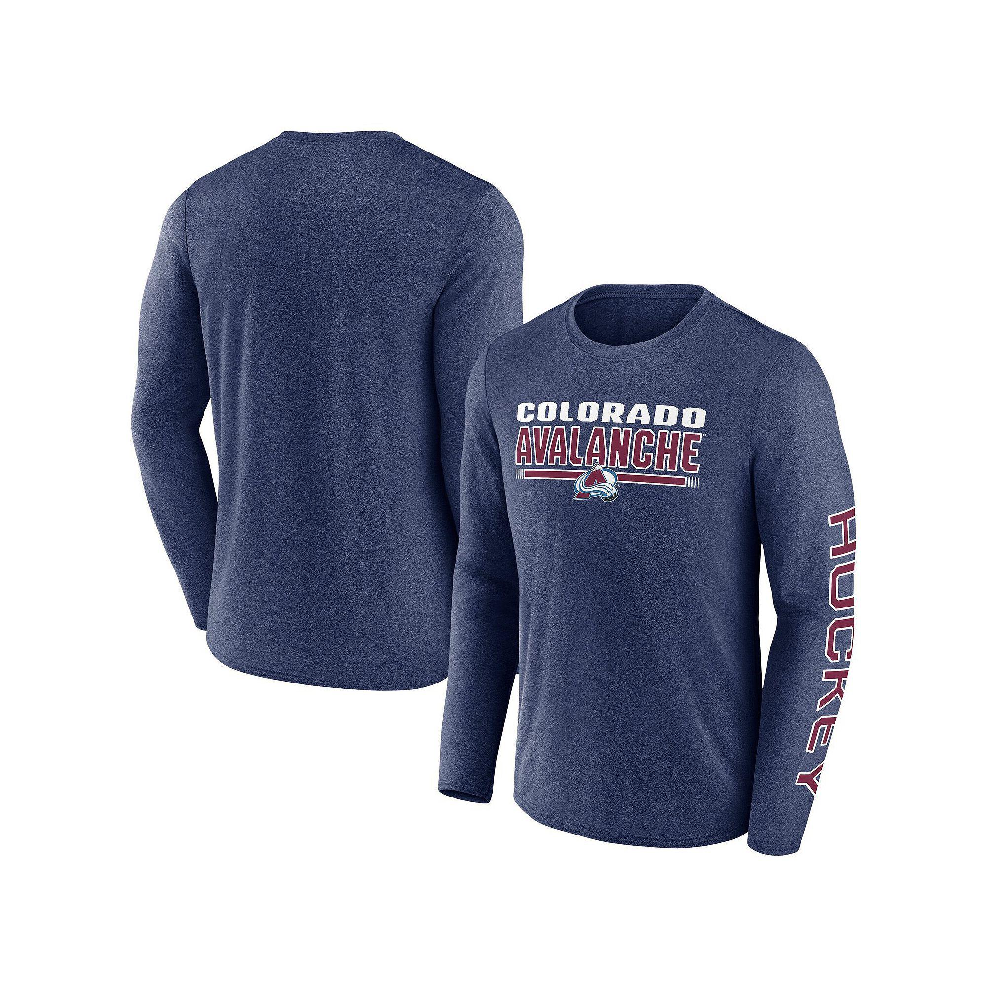 Men's Fanatics Heather Navy Colorado Avalanche Sweep Iconic Synthetic Long Sleeve T-Shirt,  Product Image