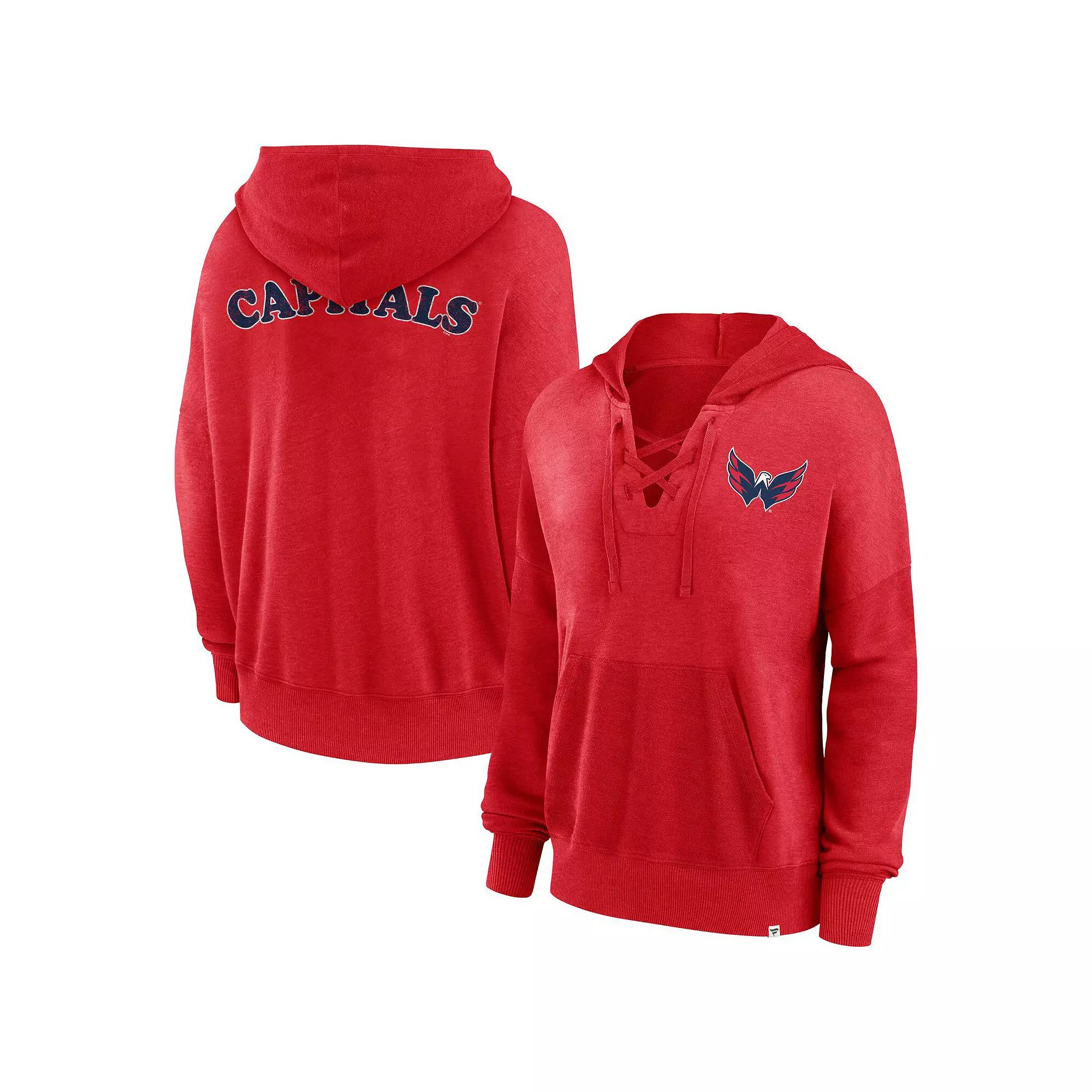 Women's Fanatics Red Washington Capitals Breakout Lace-Up Pullover Hoodie, Size: Medium Product Image