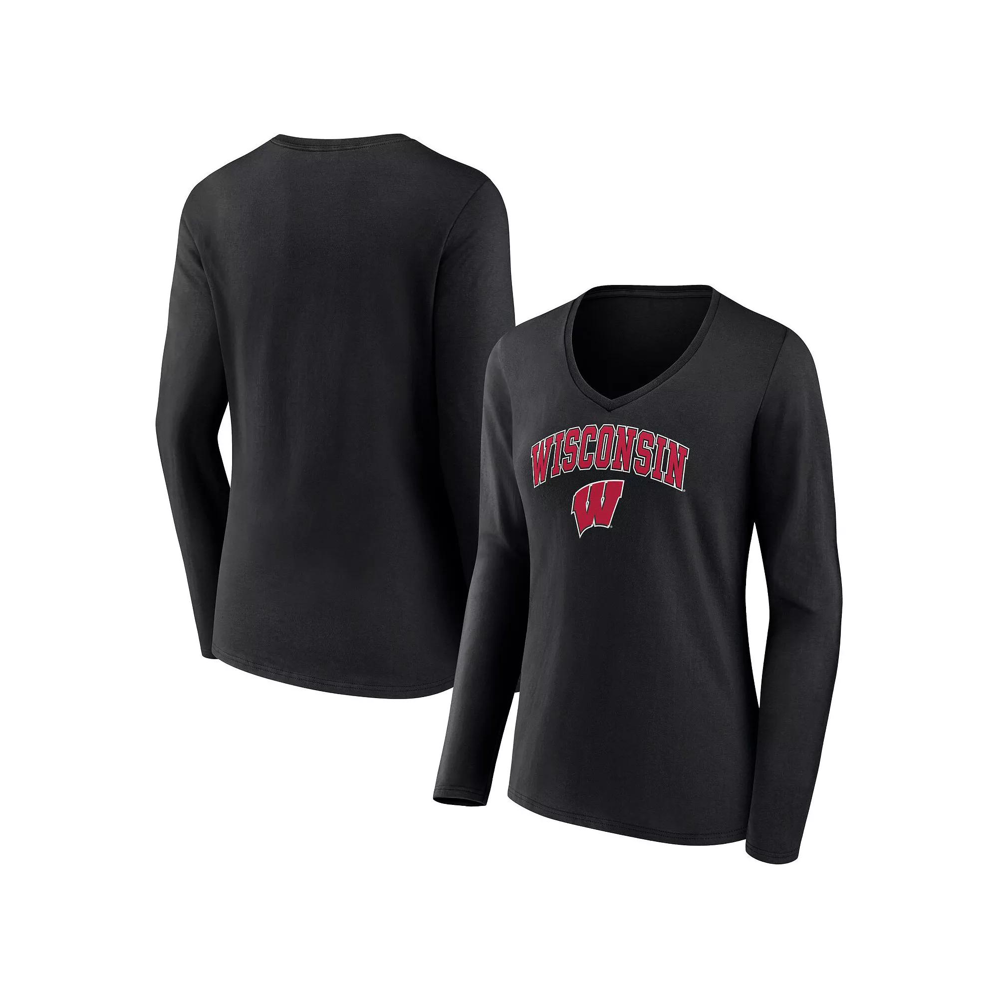 Women's Fanatics Branded Black Oklahoma Sooners Evergreen Campus Long Sleeve V-Neck T-Shirt, Size: Small Product Image