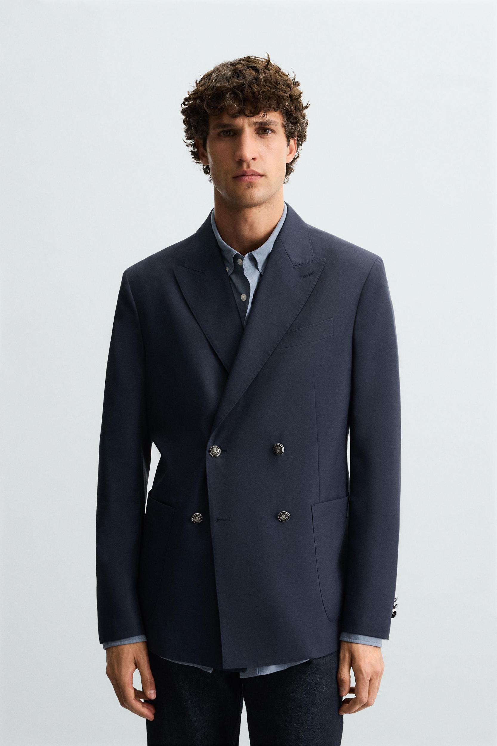 WOOL BLEND DOUBLE BREASTED BLAZER Product Image