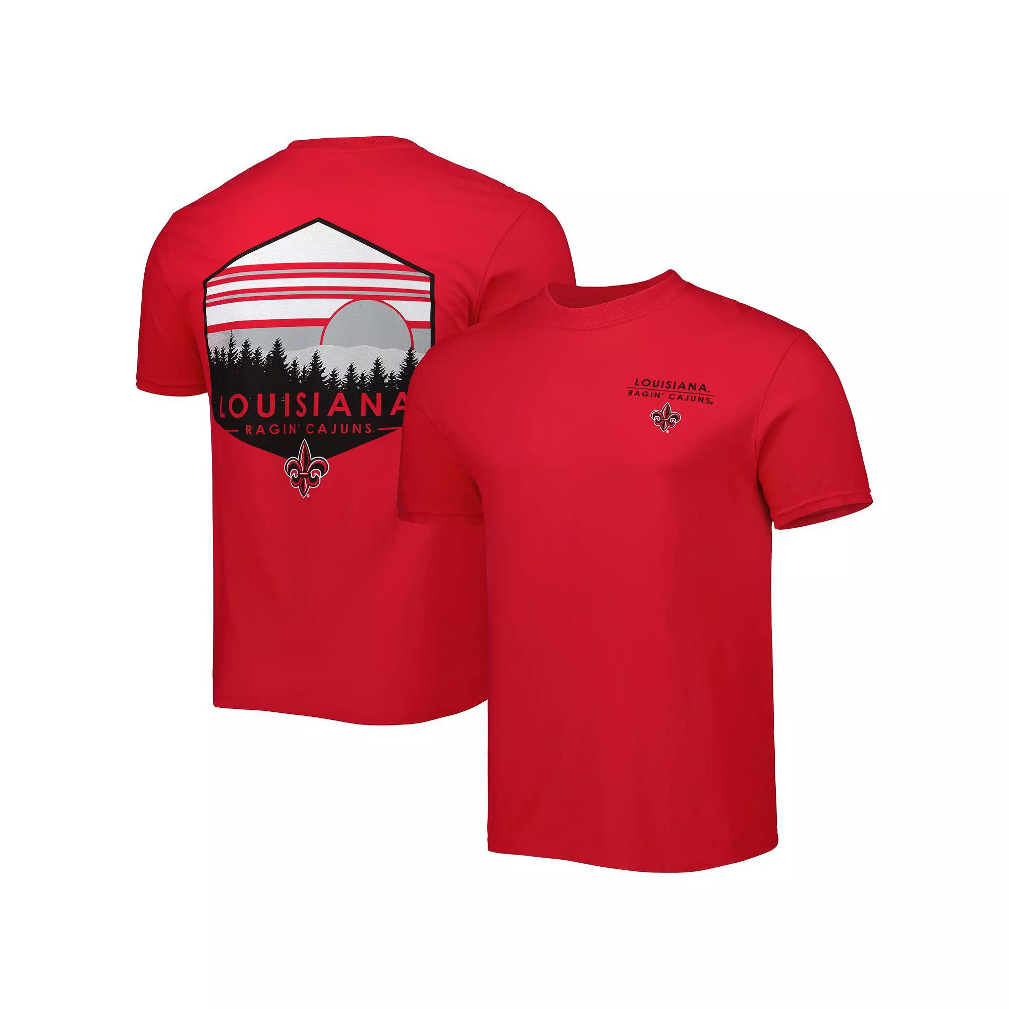 Mens Red Louisiana Ragin Cajuns Landscape Shield T-Shirt Product Image