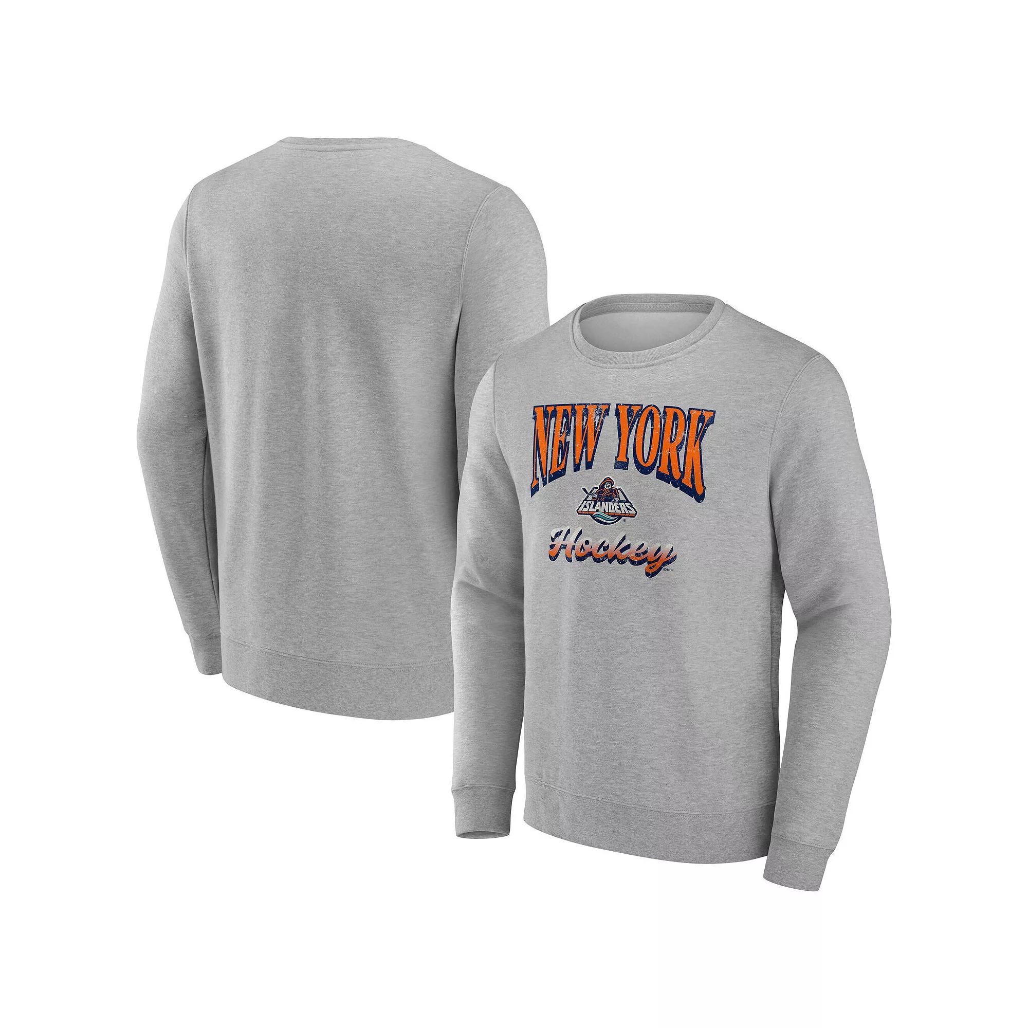 Men's Fanatics Gray New York Islanders Light the Candle Fleece Pullover Sweatshirt,  Product Image