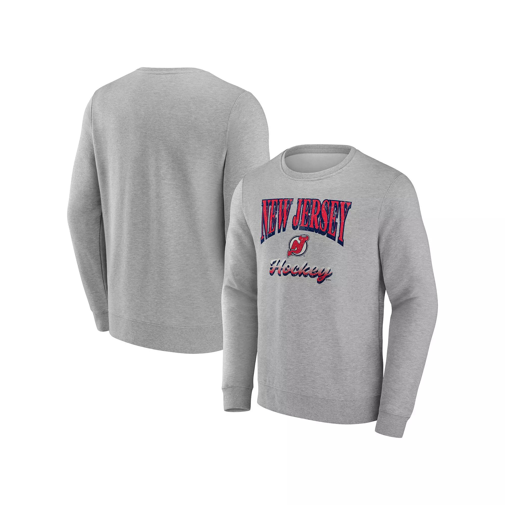 Men's Fanatics Gray New Jersey Devils Light the Candle Fleece Pullover Sweatshirt,  Product Image