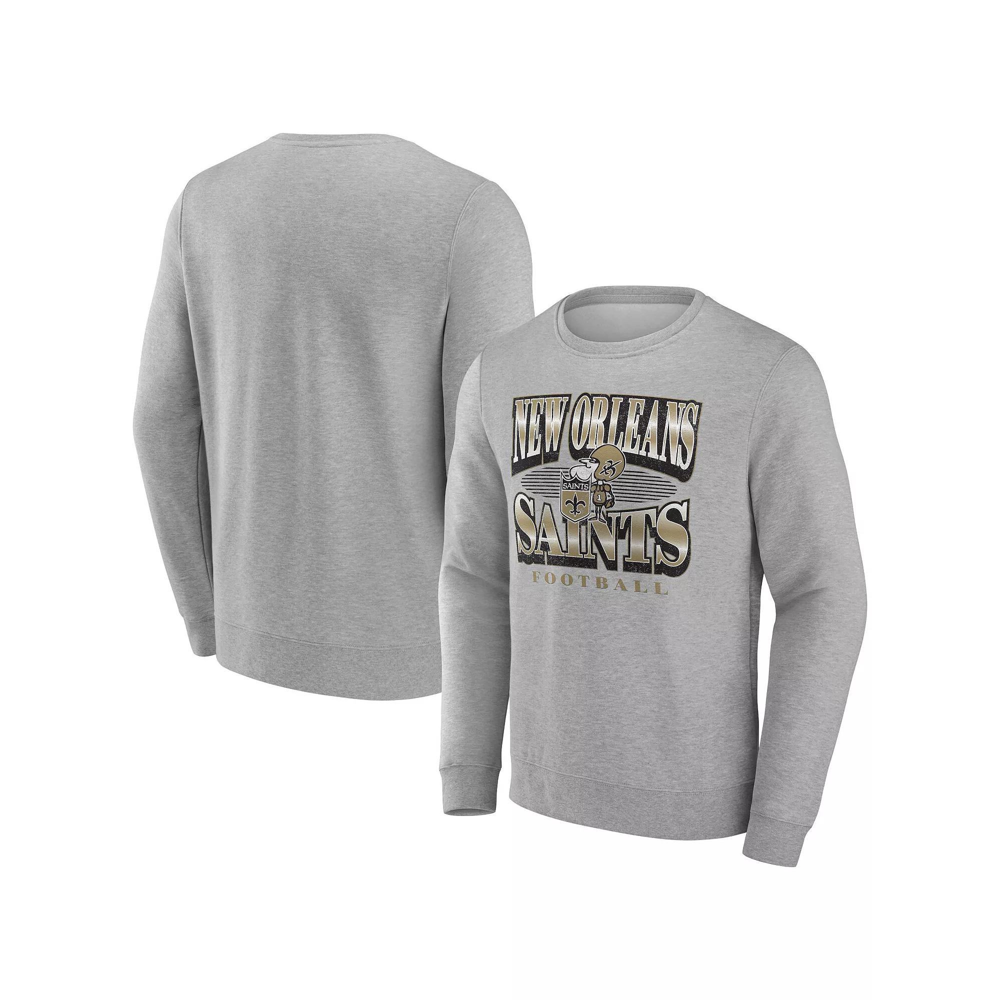 Men's Fanatics Heather Gray New Orleans Saints Chance Throwback Fleece Pullover Sweatshirt, Size: 3XL, Grey Product Image