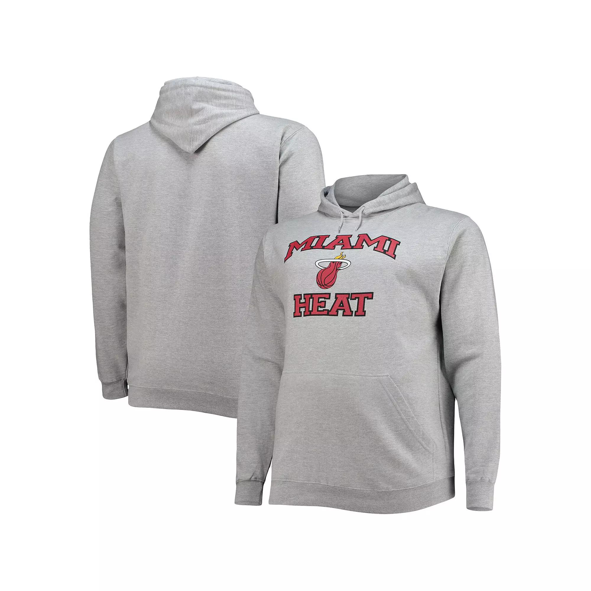 Men's Heathered Gray Miami Heat Big & Tall Heart & Soul Pullover Hoodie,  Product Image