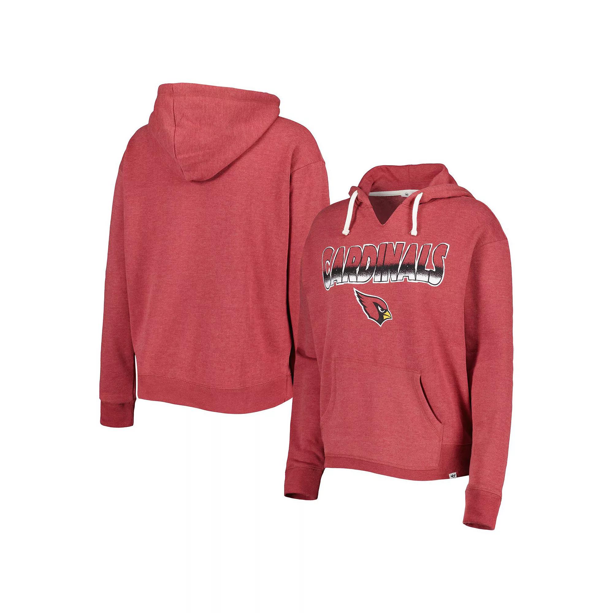 Women's '47 Cardinal Arizona Cardinals Color Rise Kennedy Notch Neck Pullover Hoodie, Size: Small, Red Product Image