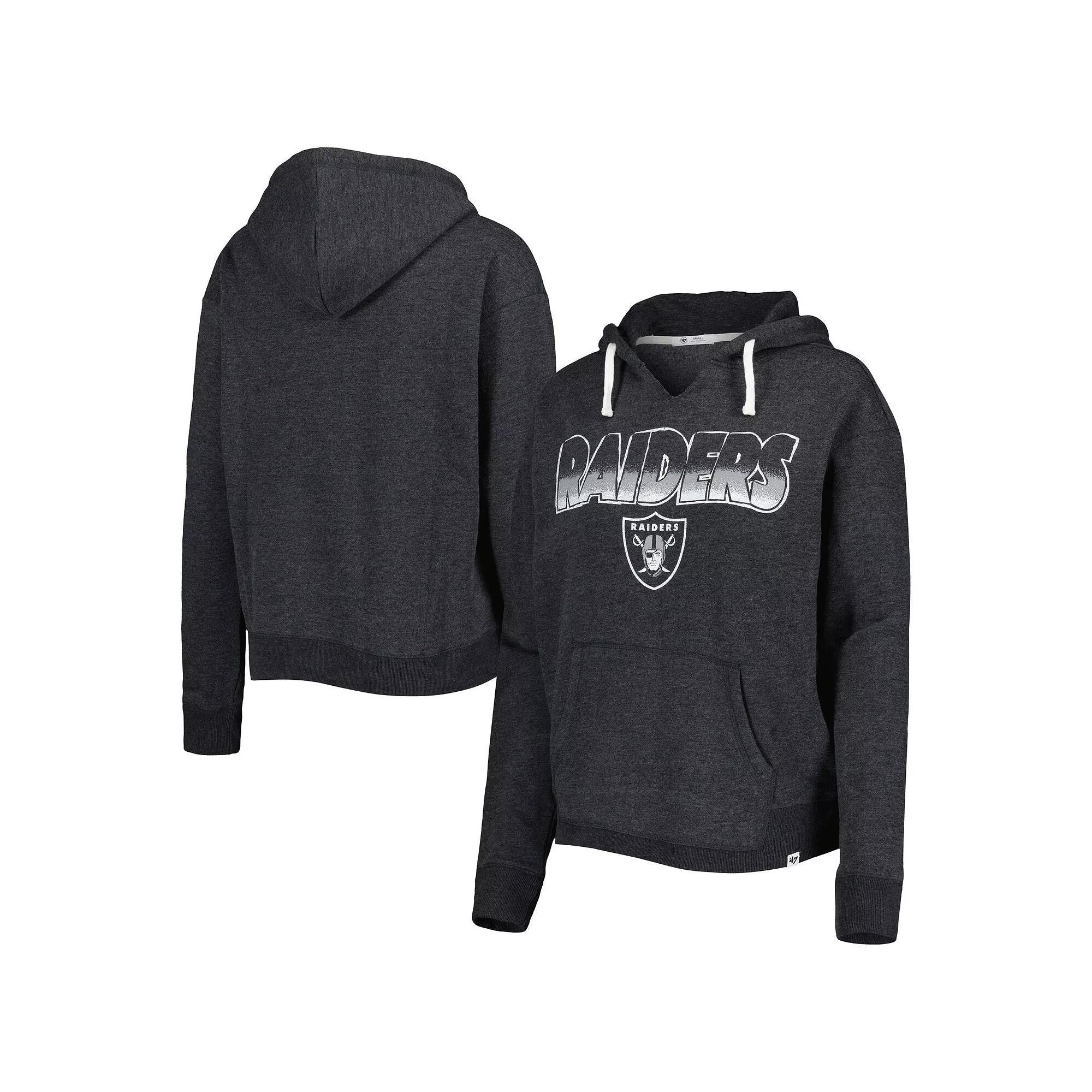 Women's '47 Black Las Vegas Raiders Color Rise Kennedy Notch Neck Pullover Hoodie,  Product Image