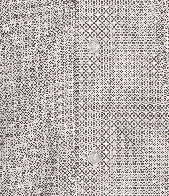 Gold Label Roundtree & Yorke Non-Iron Long Sleeve Geometric Print Herringbone Sport Shirt Product Image
