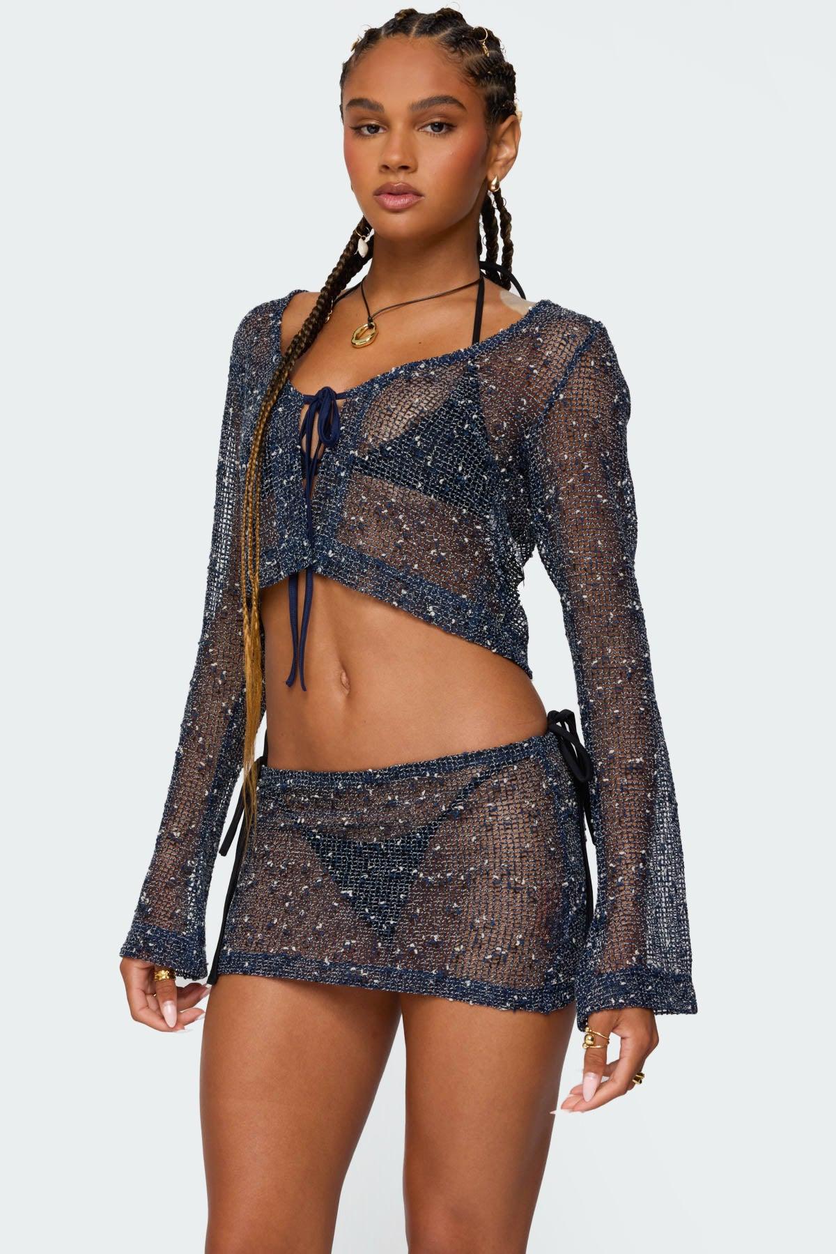 Idra Crochet Net Tie Front Top Product Image